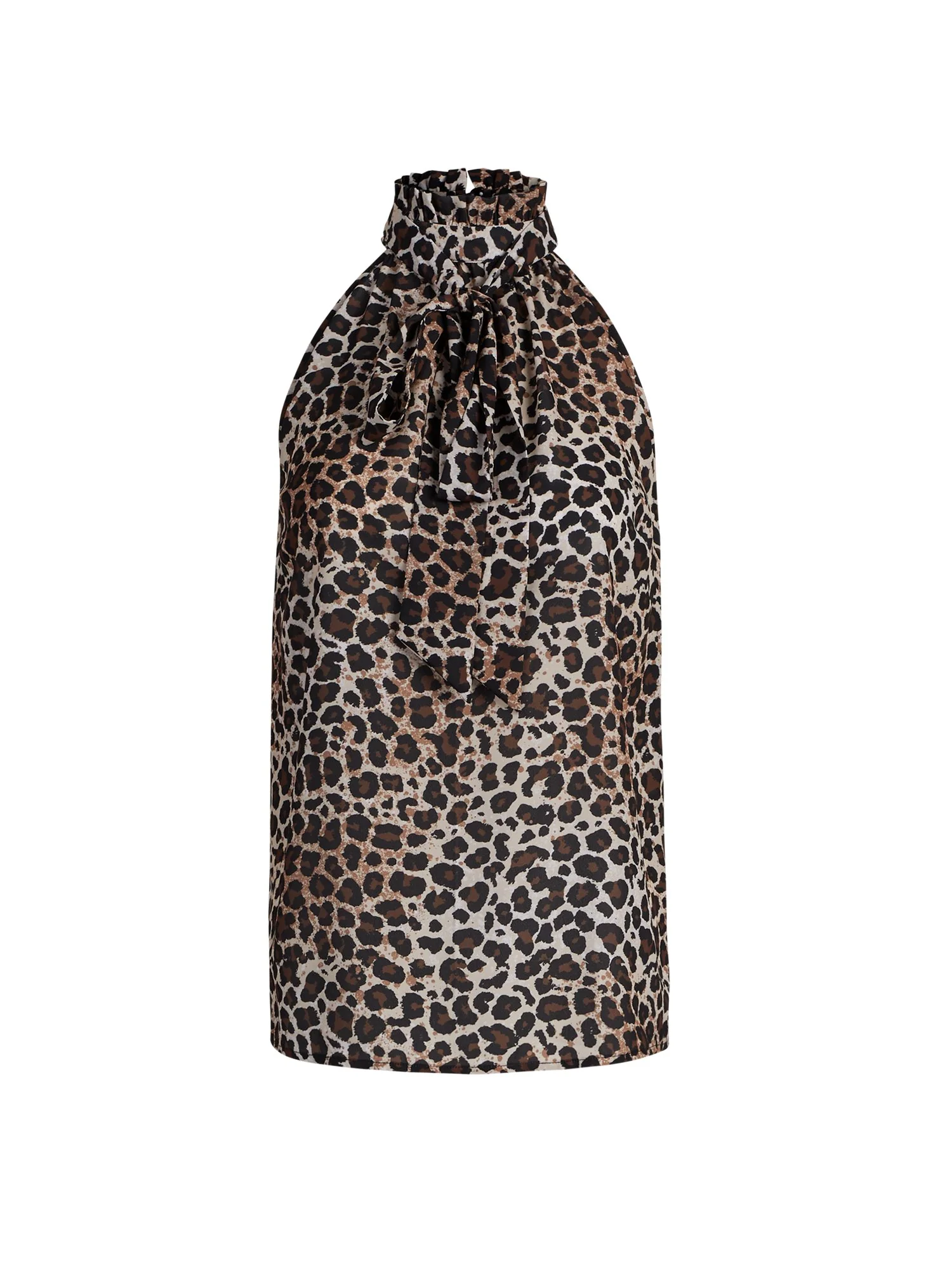 Animal Print Halter Bow Blouse - Image 2
