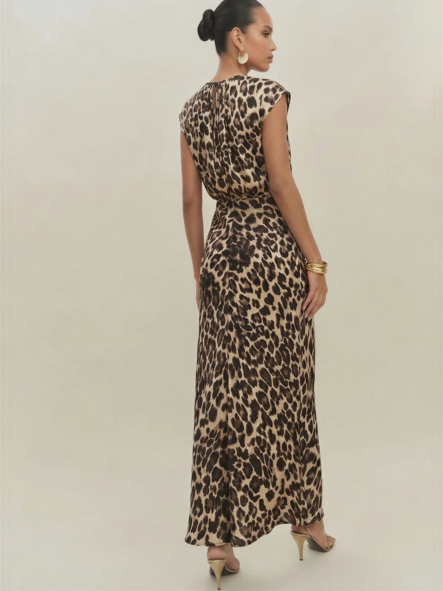 Animal Print Satin Midi Dress - Image 3