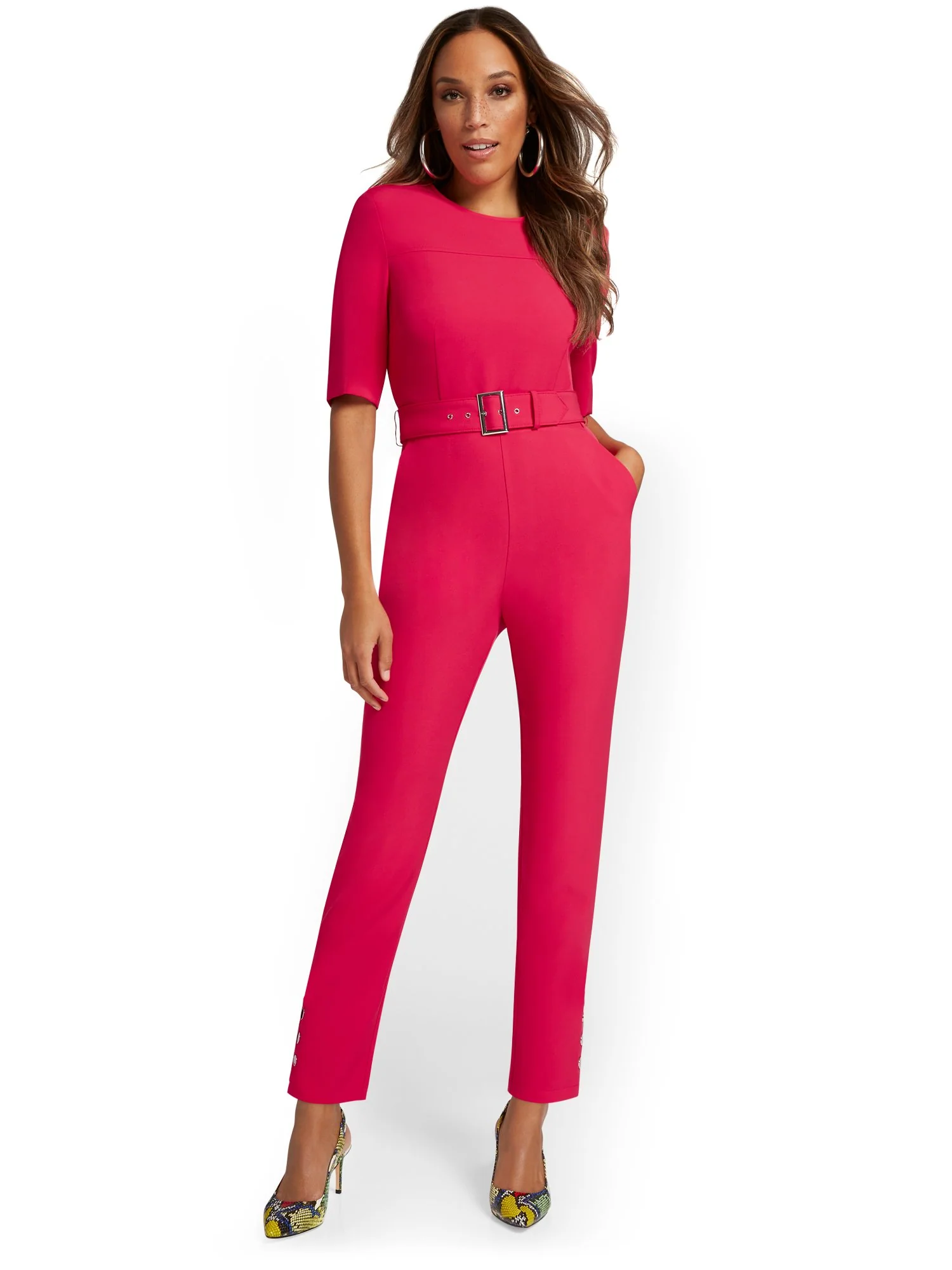 Ankle Button-Detail Belted Jumpsuit - Image 6