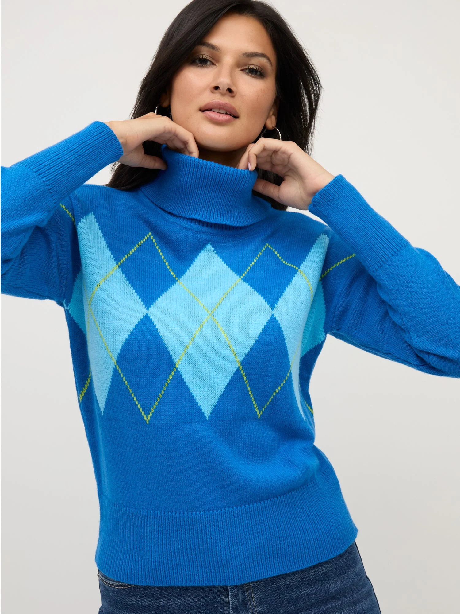 Argyle Turtleneck Pullover Sweater - Image 9