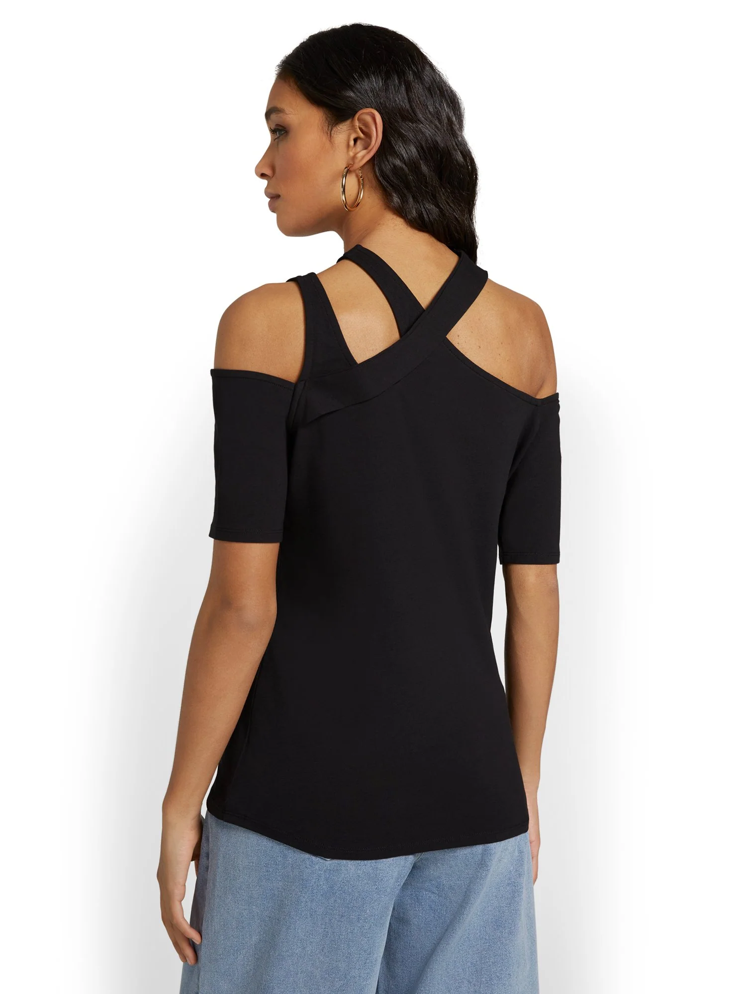 Asymmetric Cut-Out City Tee - Image 3