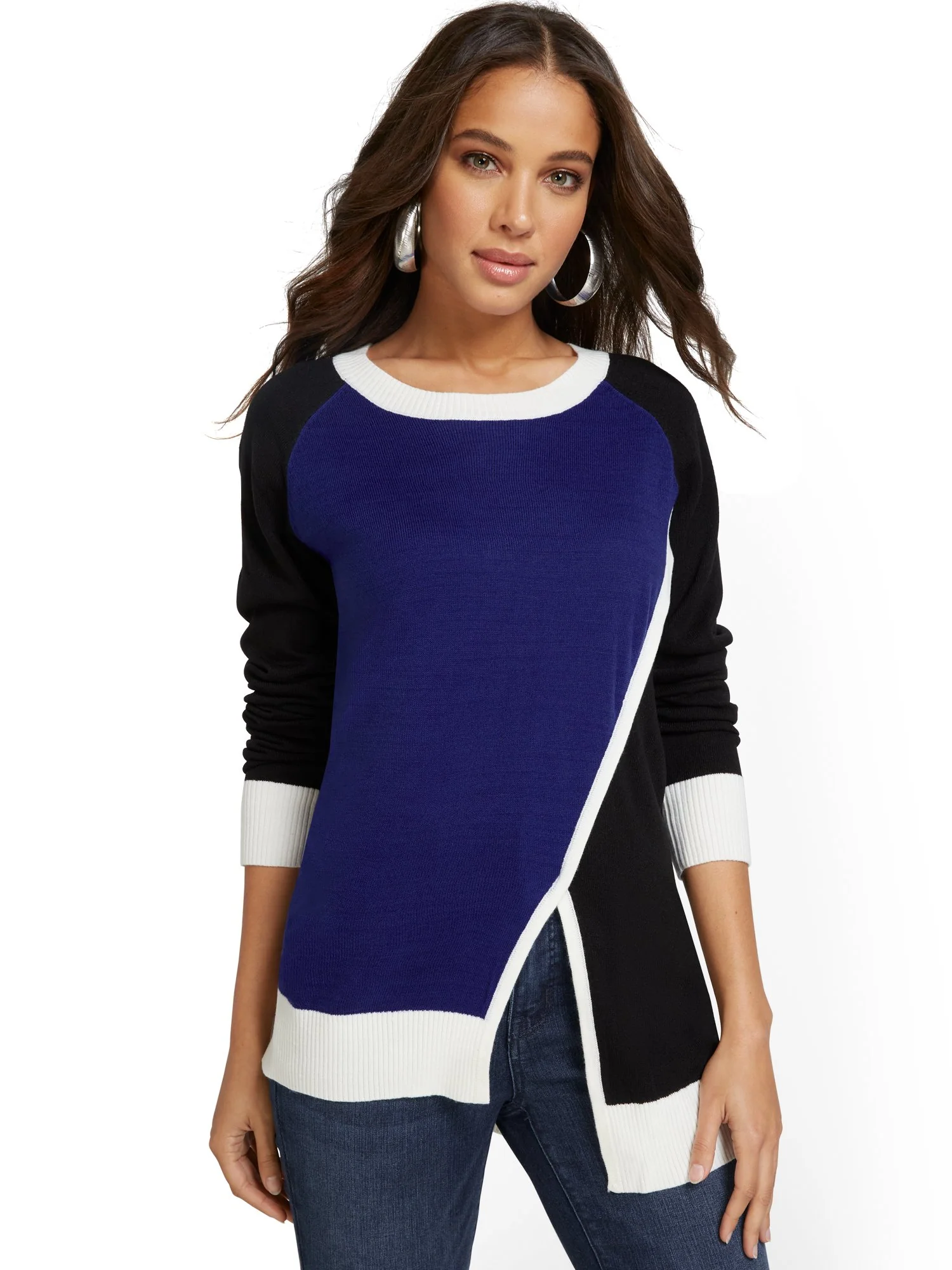 Asymmetrical Colorblock Sweater - Image 2