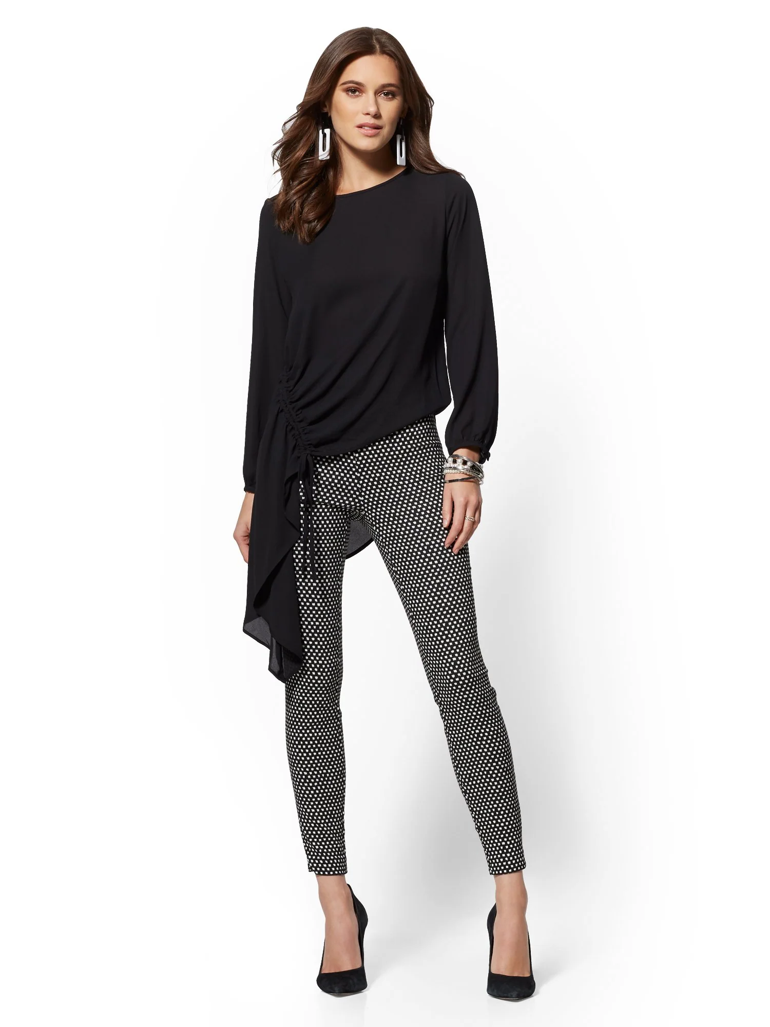 Asymmetrical-Hem Tunic Blouse - Image 4