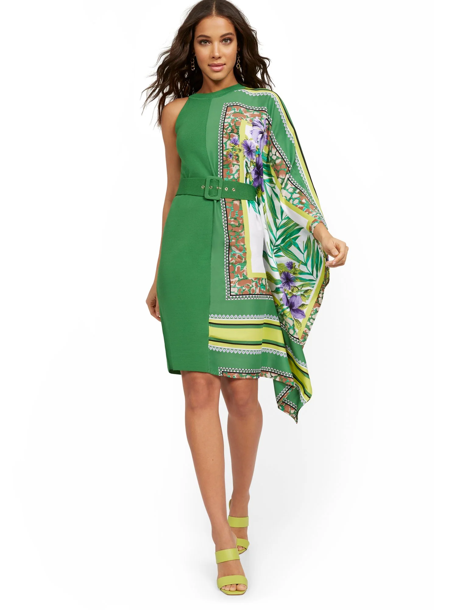 Asymmetrical Mixed Media Dress - Image 2