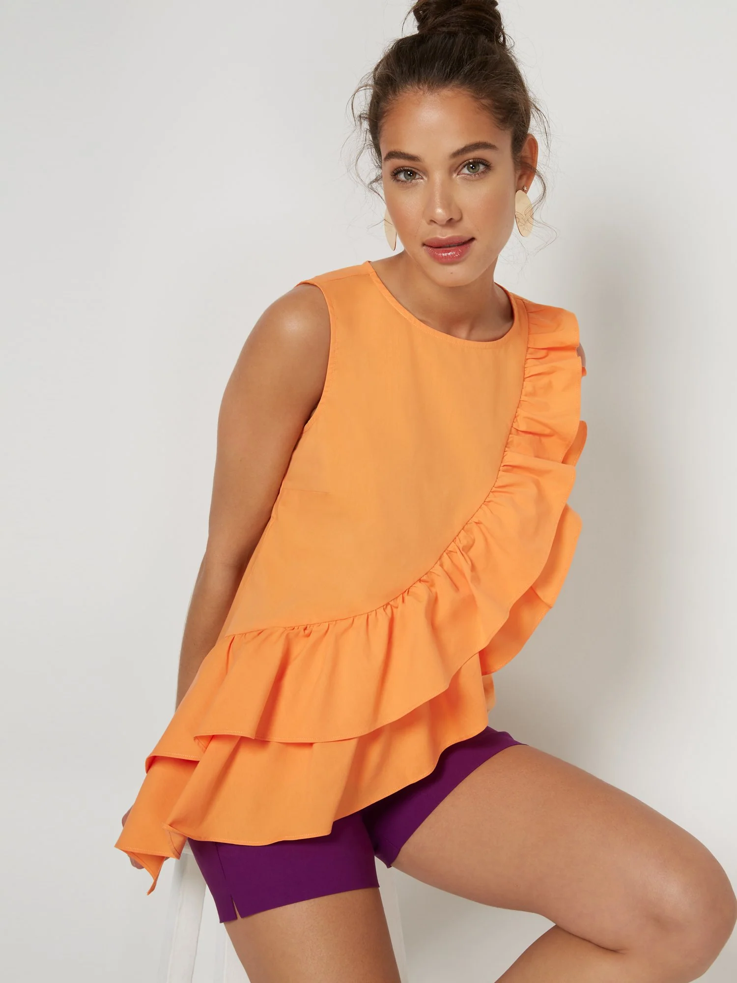 Asymmetrical Ruffle Poplin Top - Image 5