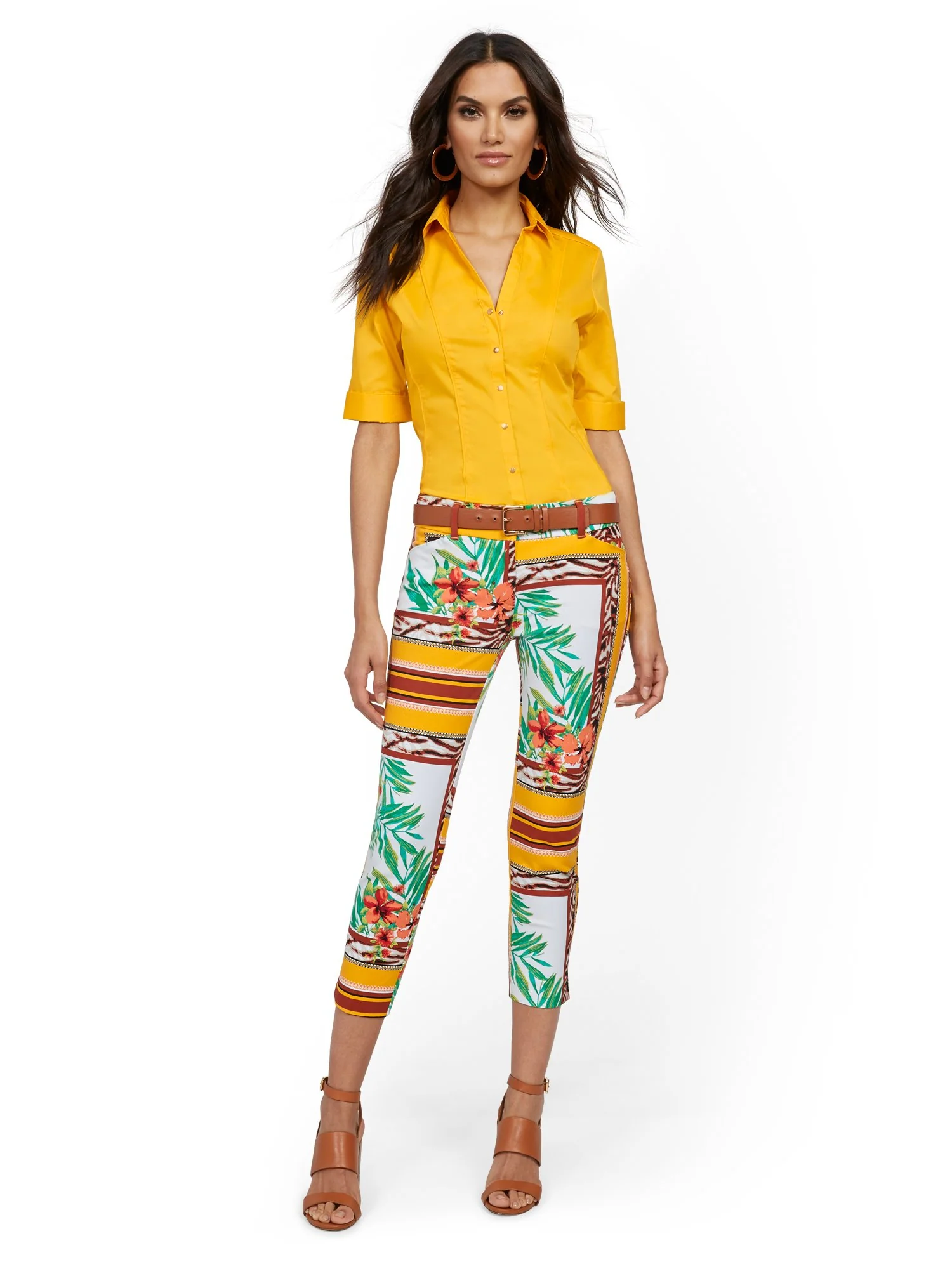 Audrey Capri Slim-Leg Pant - Mixed Print - Image 4