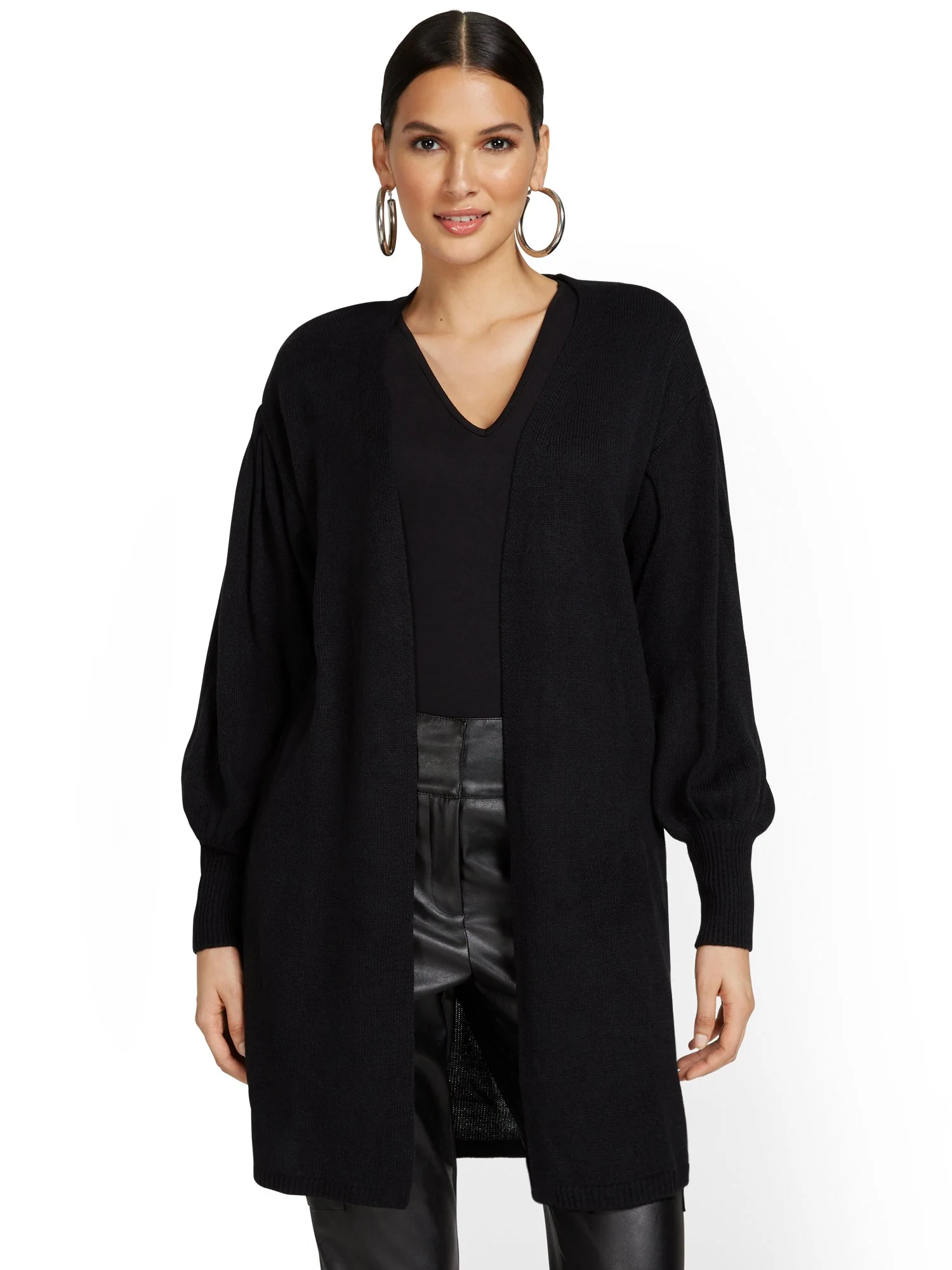 Balloon-Sleeve Cardigan - Image 2