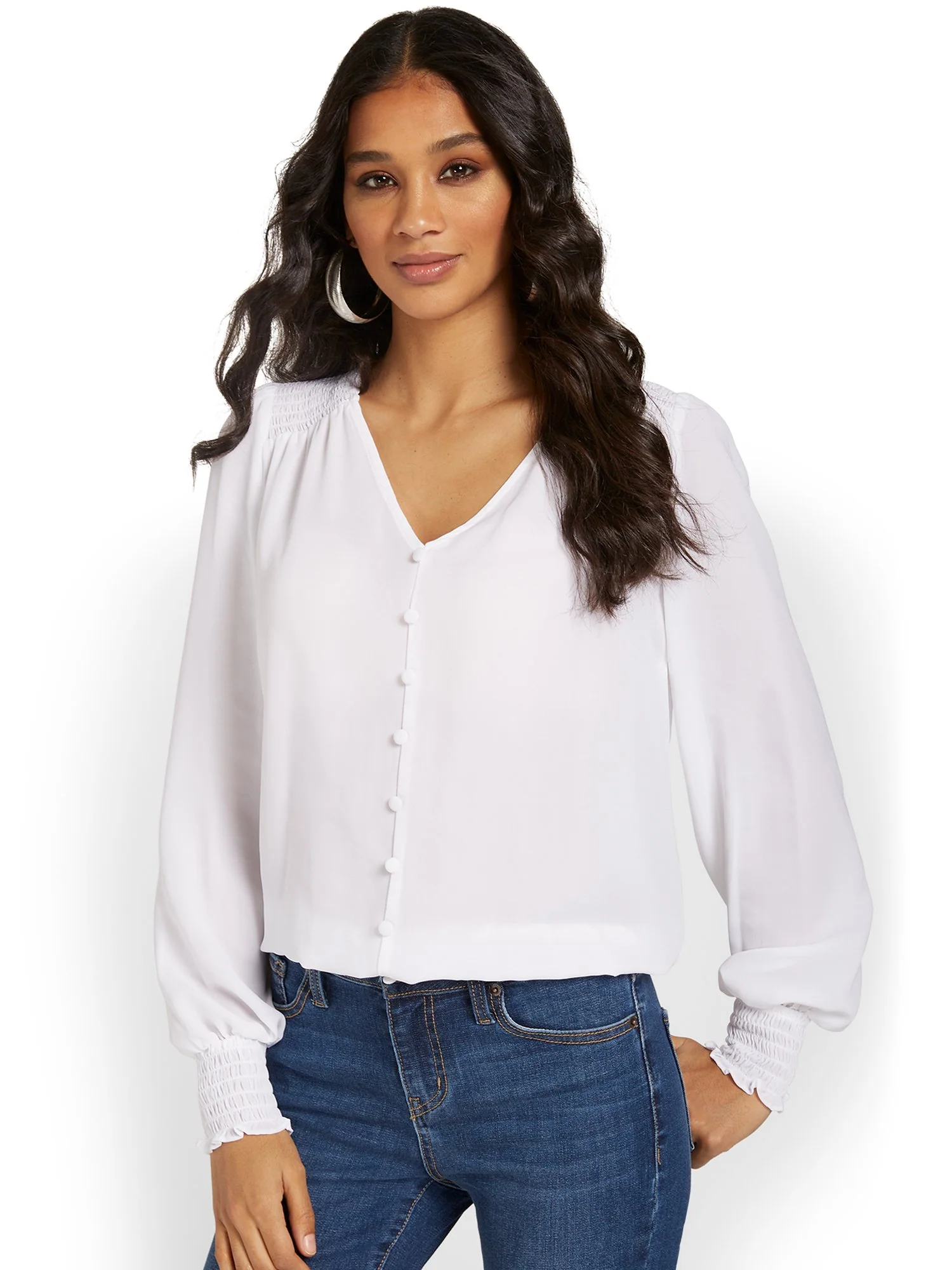 Banded Button-Down Blouse - Image 2