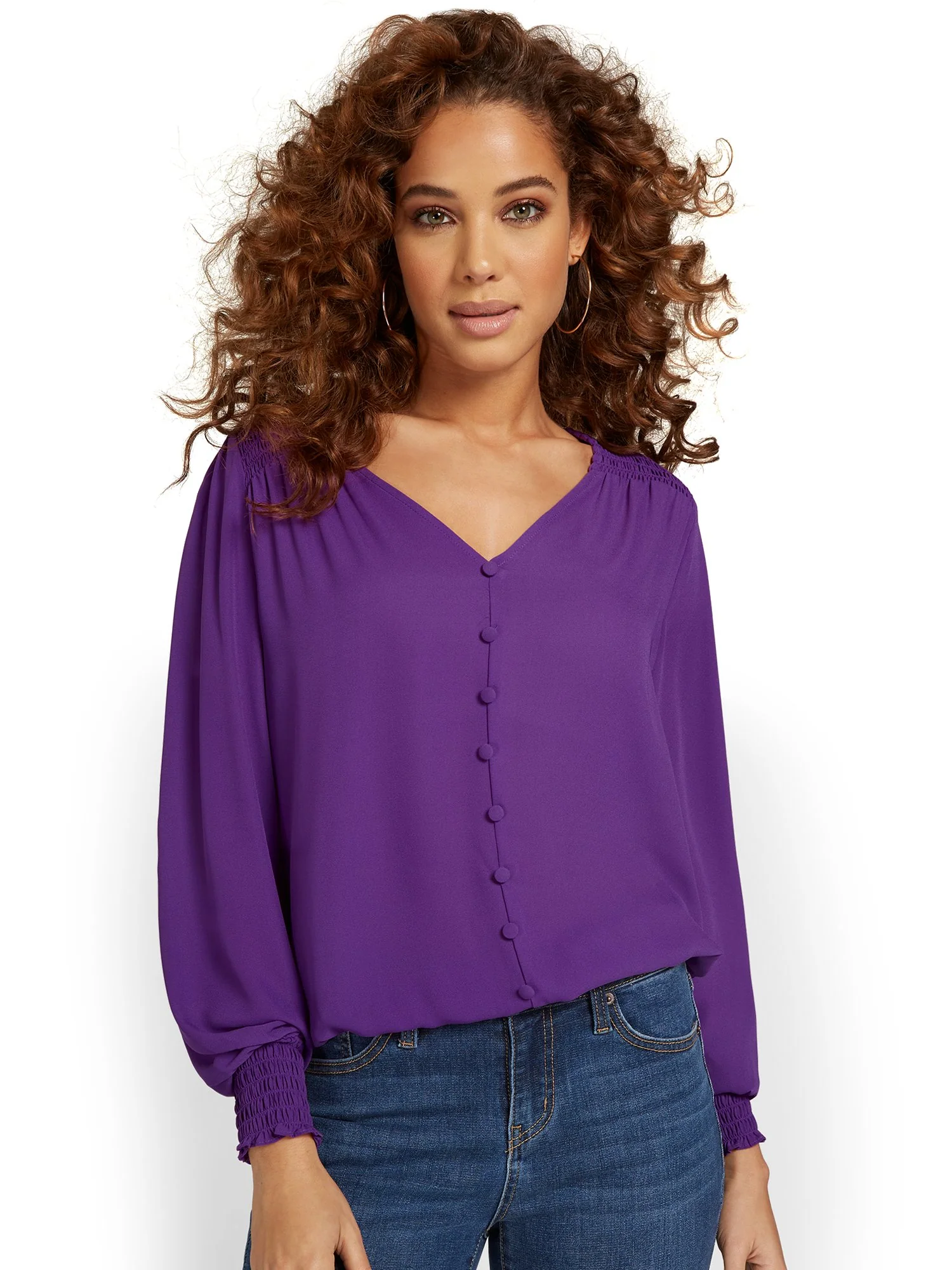 Banded Button-Down Blouse - Image 5