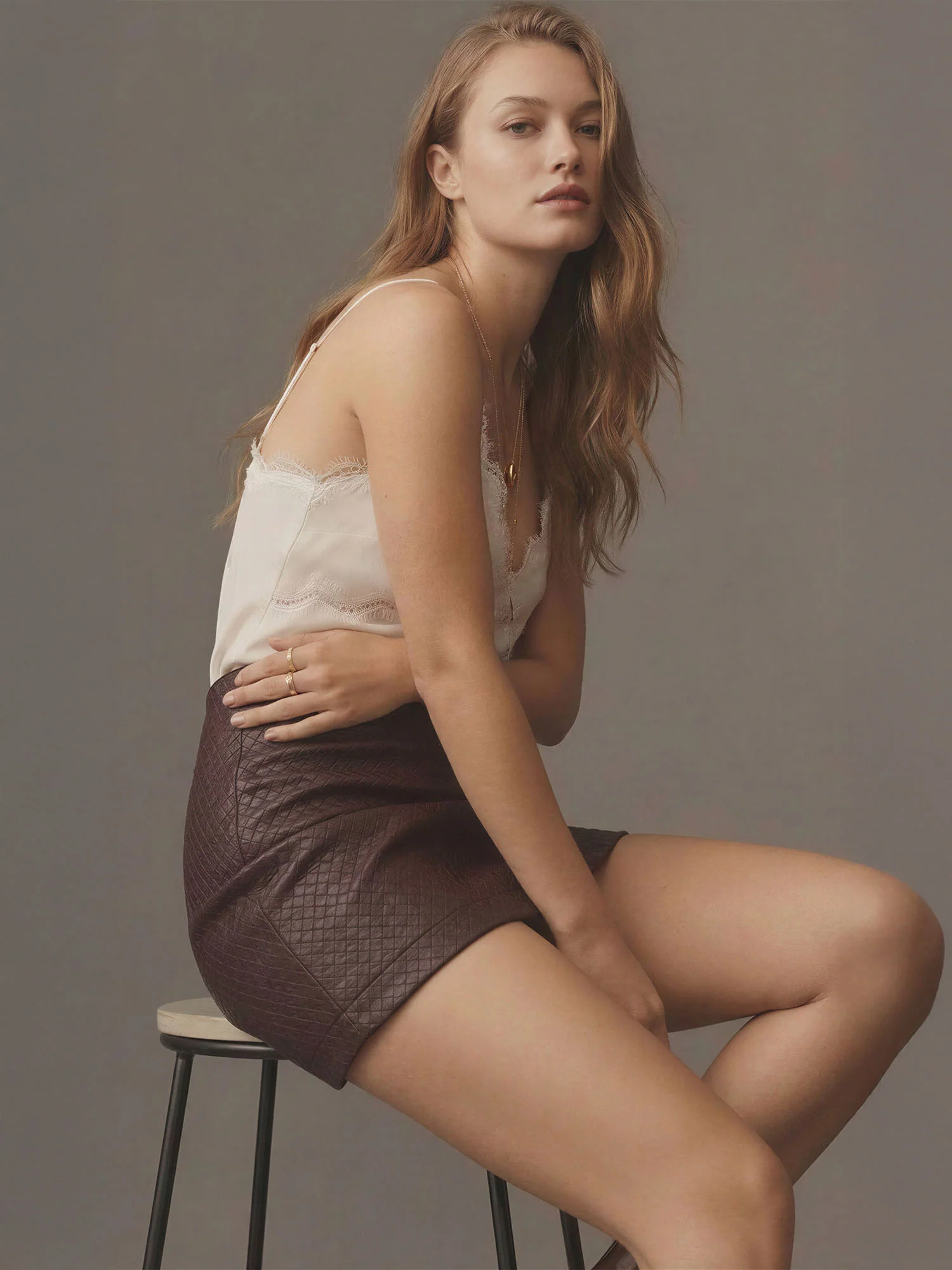 Basket Weave Faux Leather Mini Skirt - Image 2