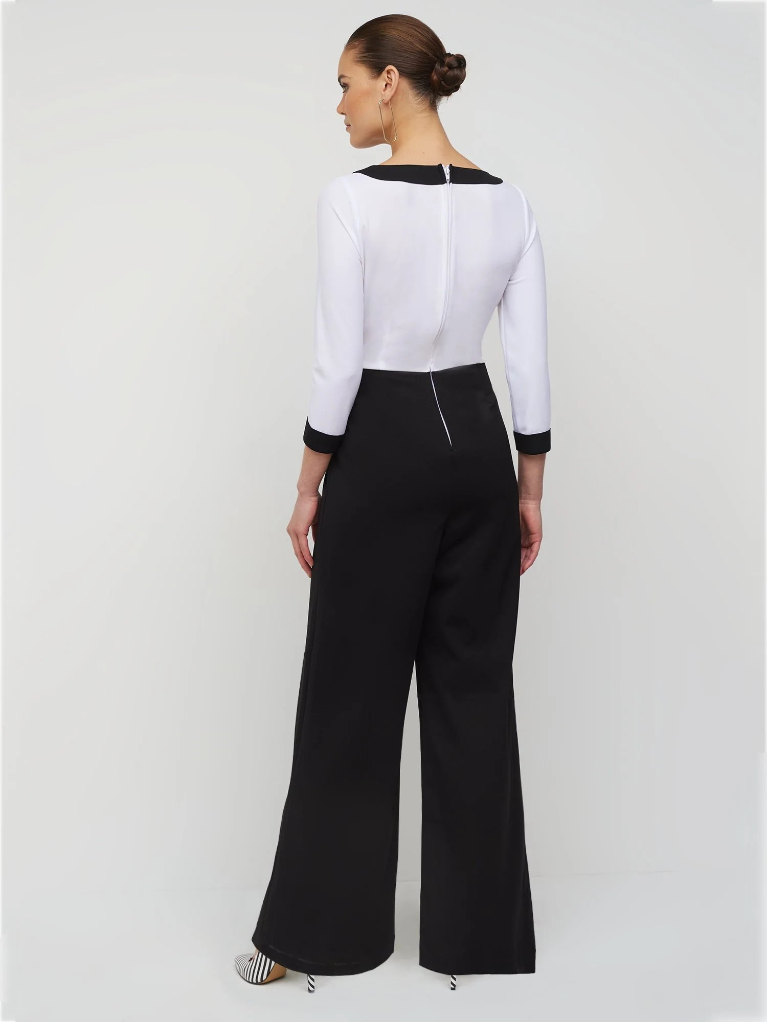 Bateau-Neck Button-Front Jumpsuit - Magic Crepe® - Image 2