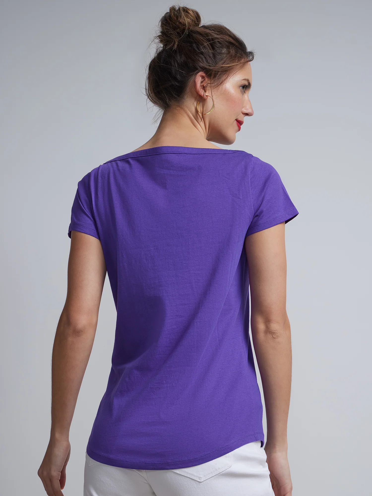 Boat Neck Short Sleeves Basic T-Shirt - Image 23
