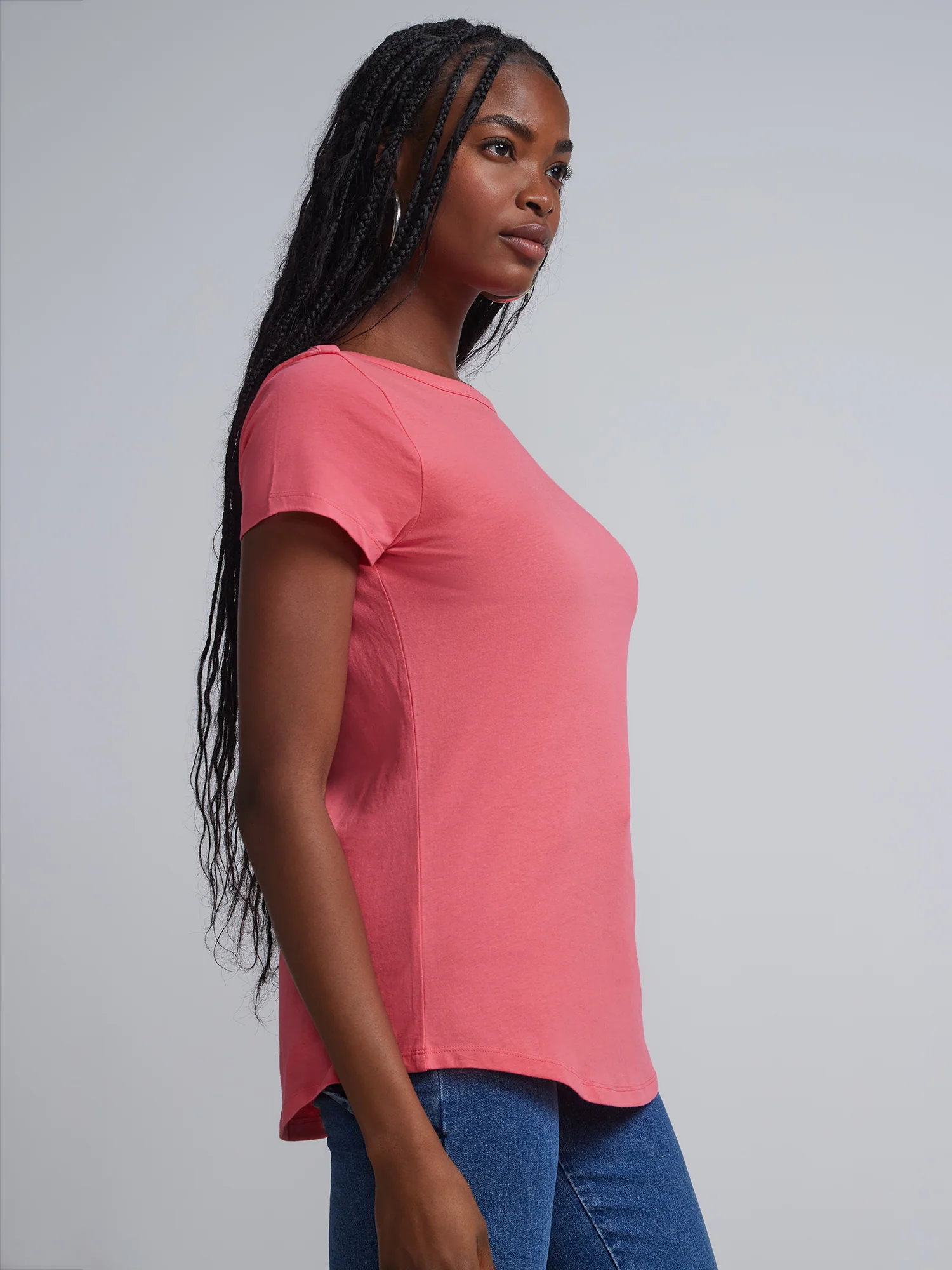 Boat Neck Short Sleeves Basic T-Shirt - Image 38