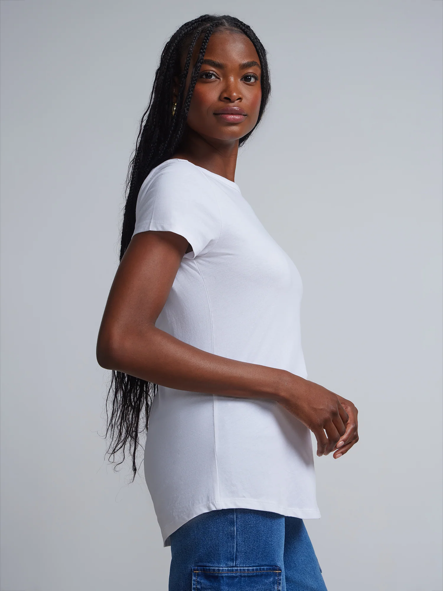 Boat Neck Short Sleeves Basic T-Shirt - Image 6