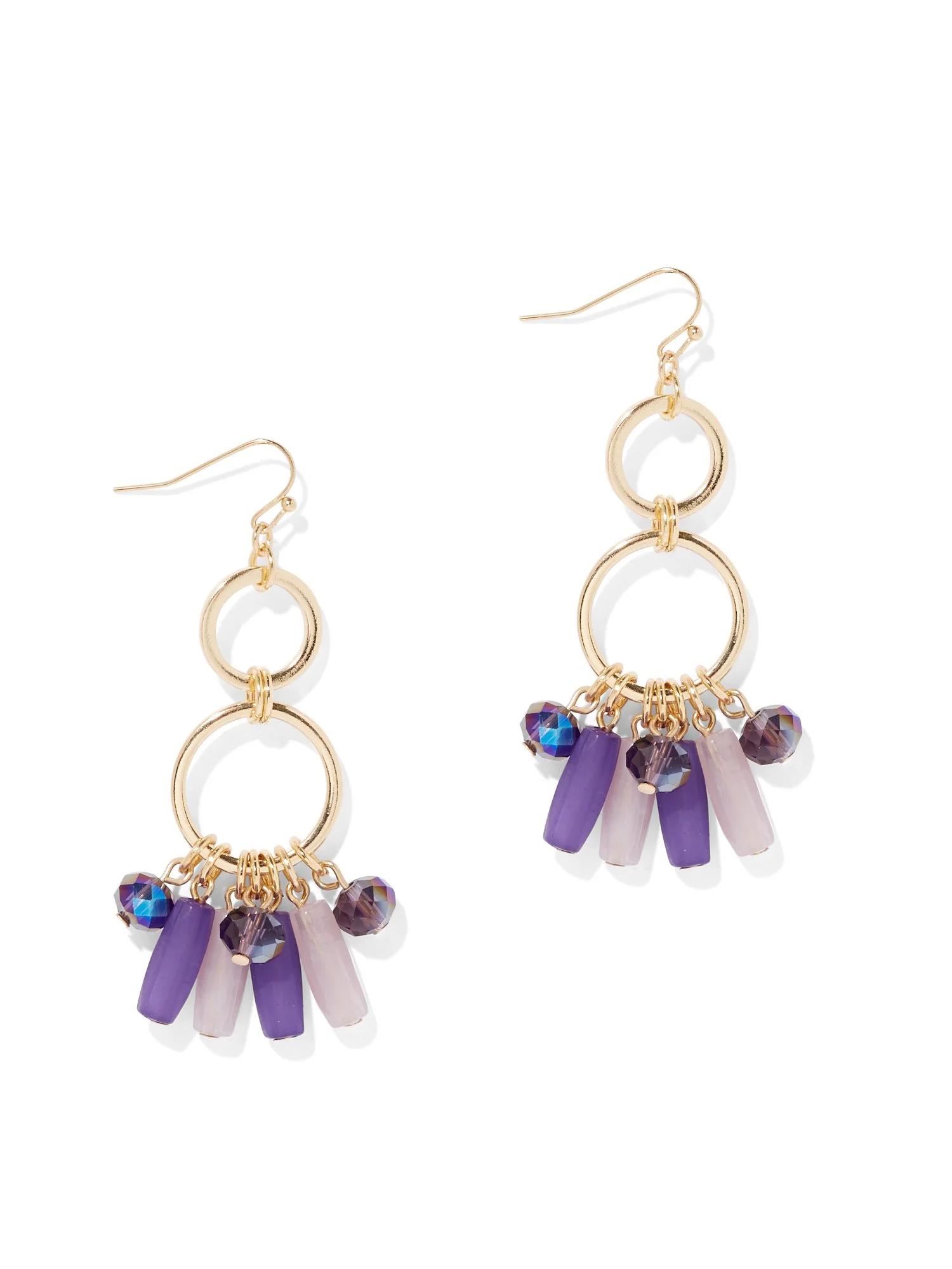 Beaded Double Hoop-Drop Earring