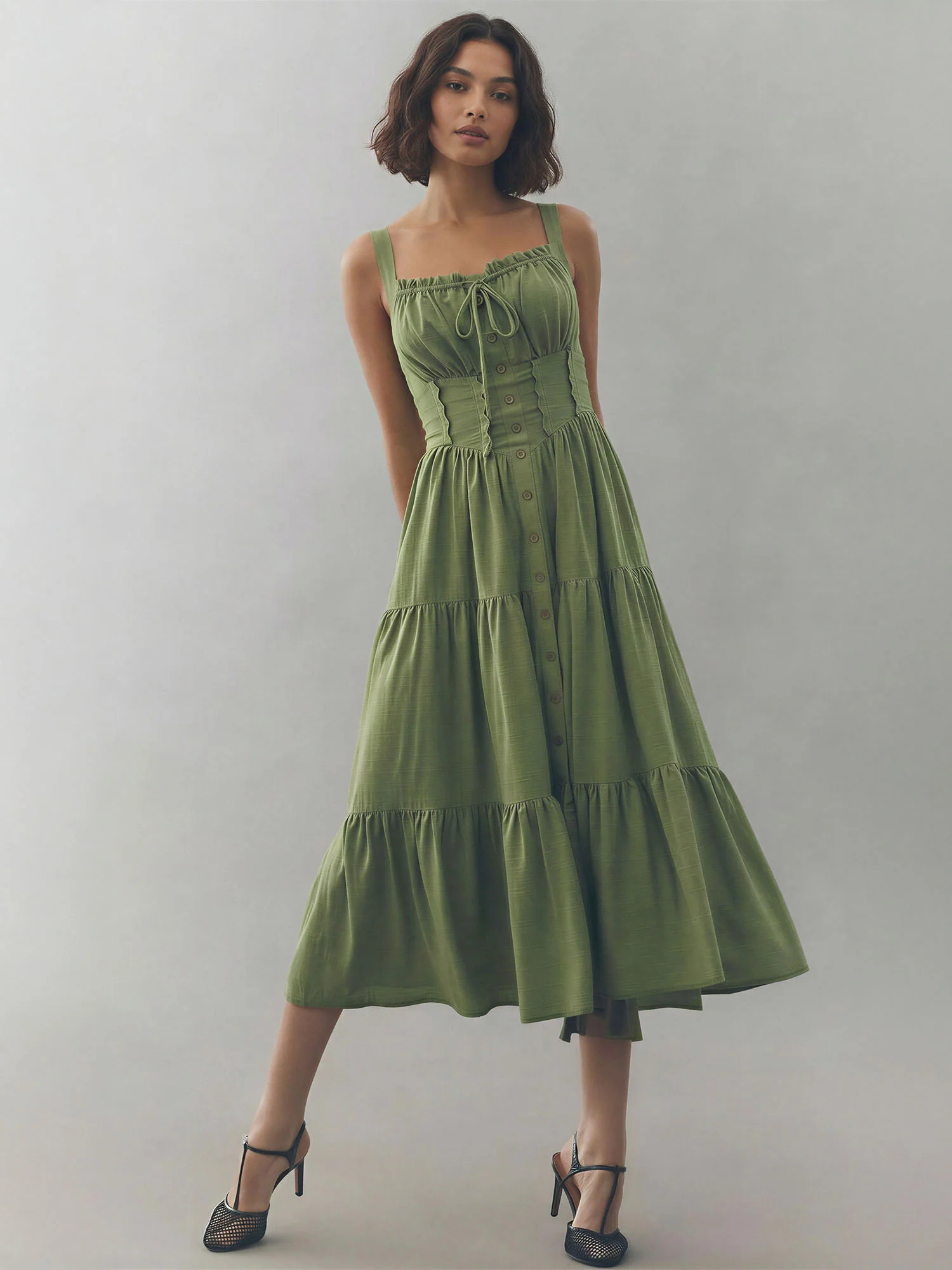 Beatrix Tiered Fit and Flare Midi Dress