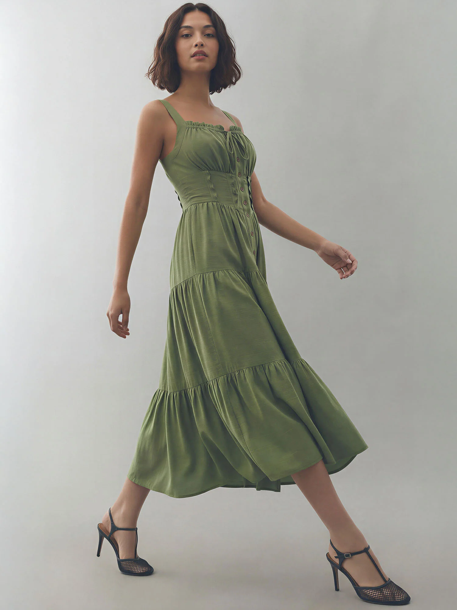 Beatrix Tiered Fit and Flare Midi Dress - Image 4