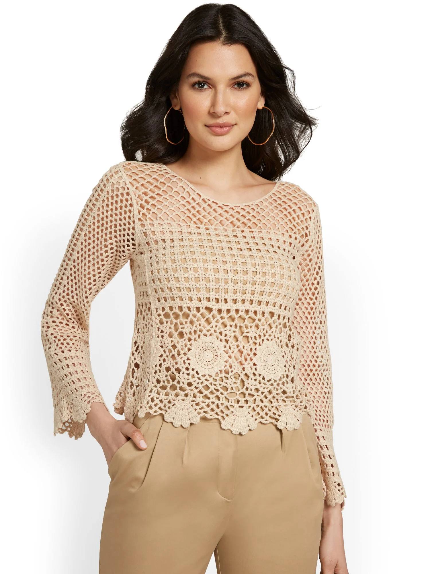 Bell-Sleeve Crochet Top - Image 2