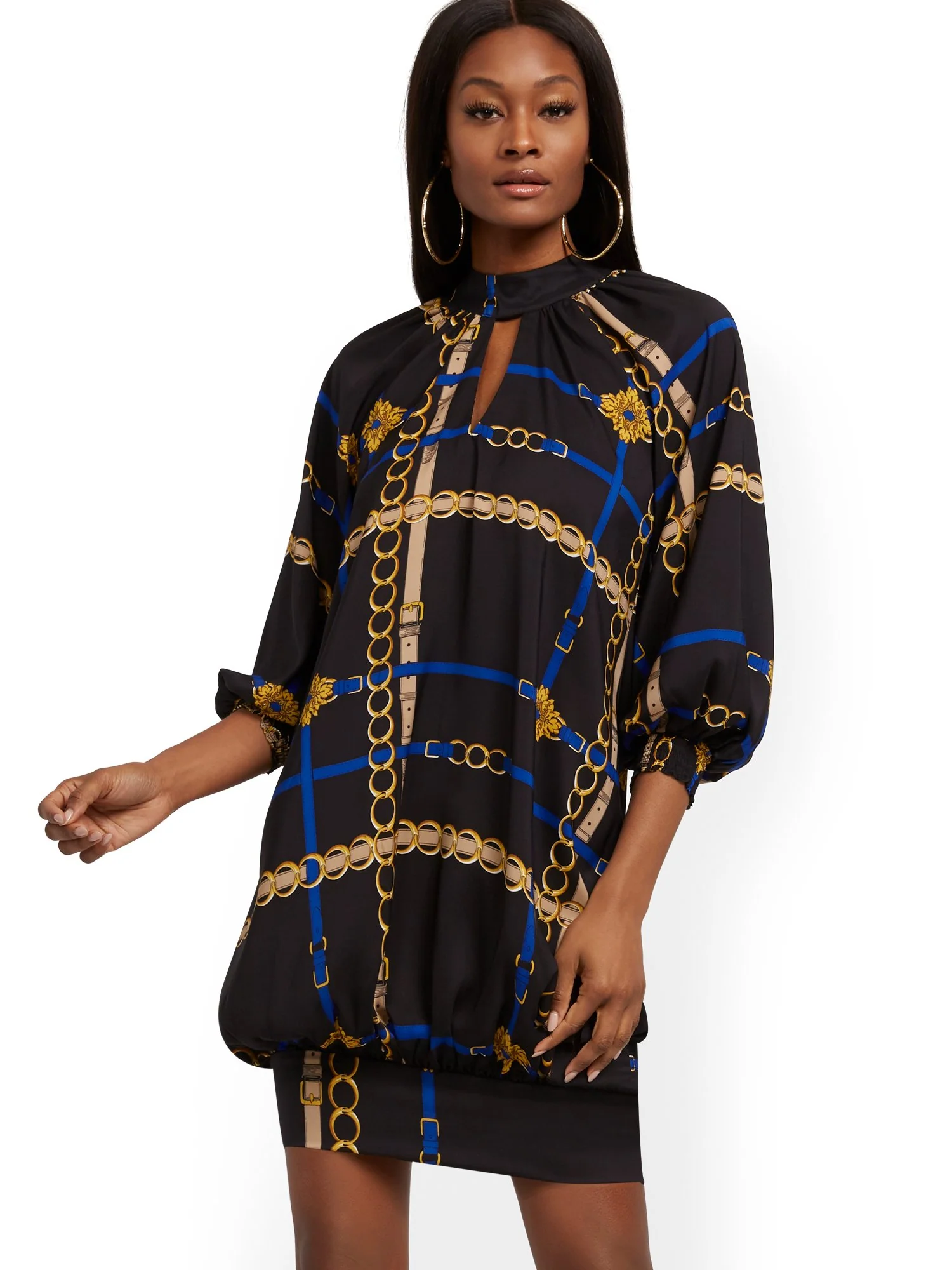 Belt-Print Tunic Dress - Image 2