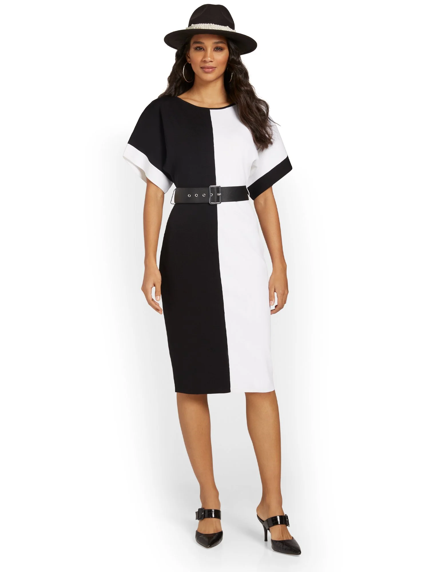 Belted Colorblock Sweater Dress - Image 2