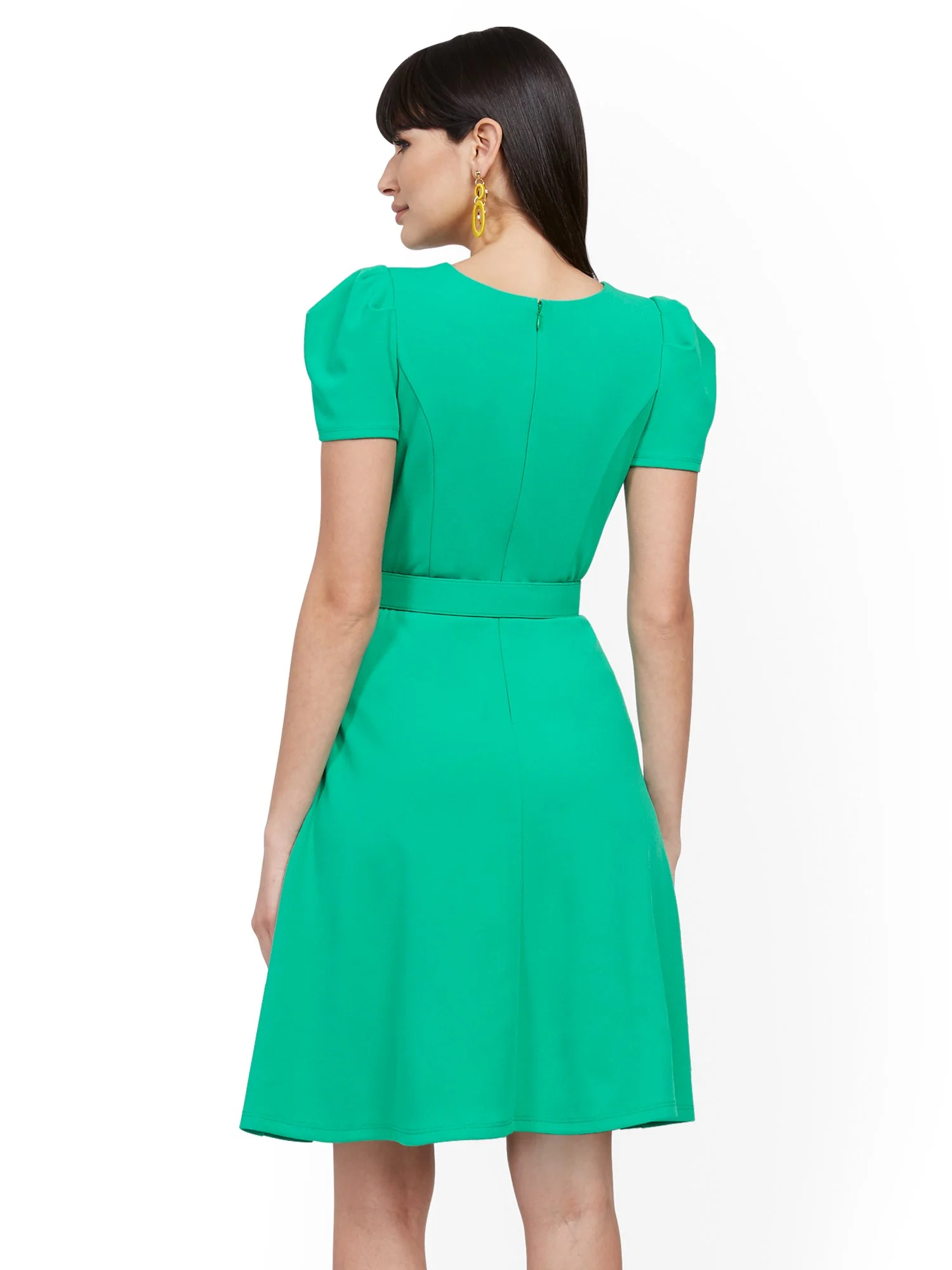Belted Fit and Flare Dress - Magic Crepe® - Image 3