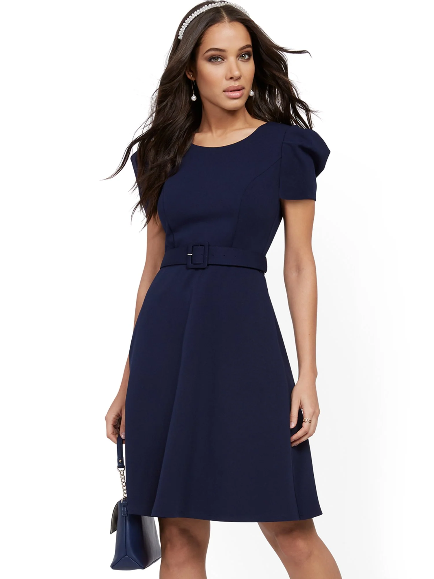 Belted Fit and Flare Dress - Magic Crepe® - Image 7