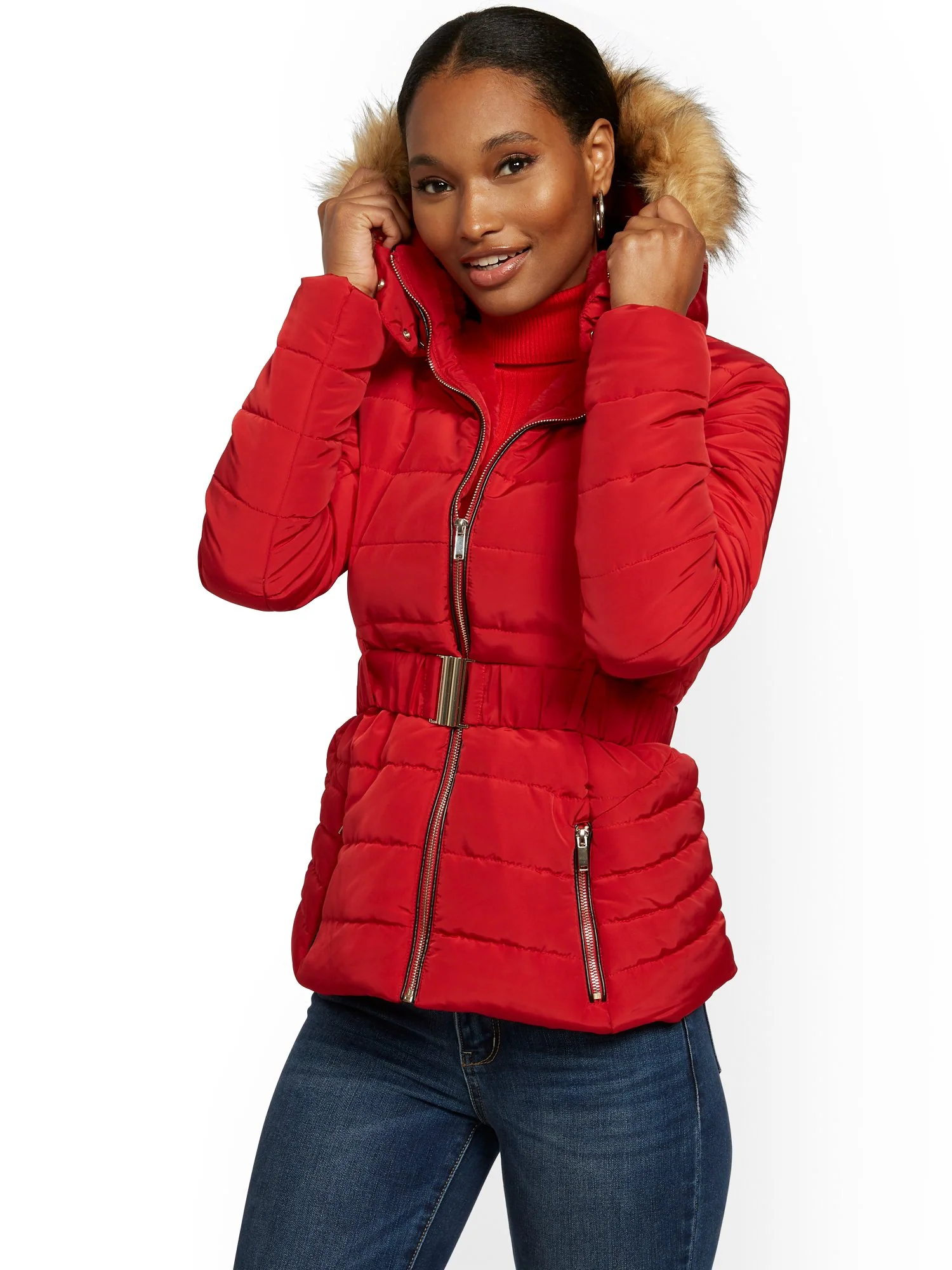 Belted & Hooded Puffer Jacket - Image 16