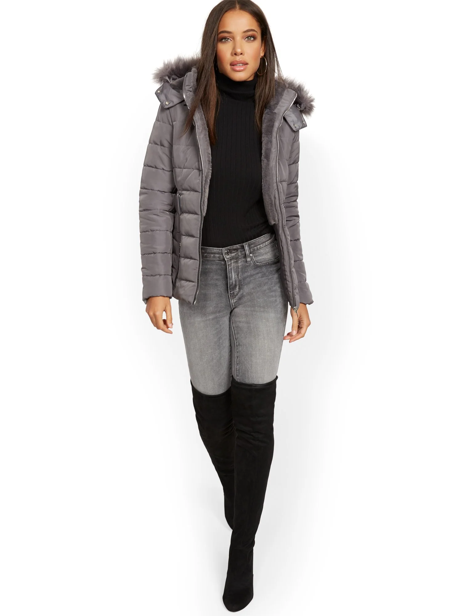Belted & Hooded Puffer Jacket - Image 22