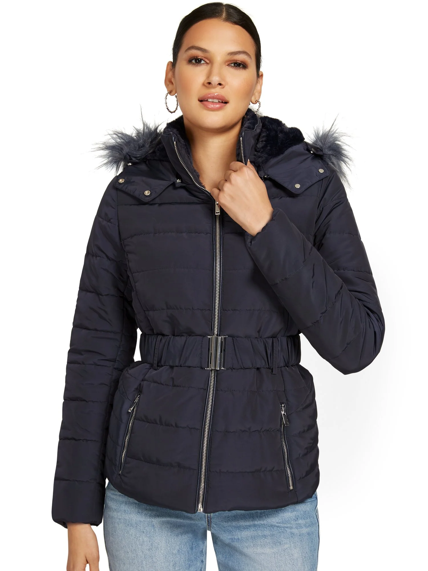 Belted & Hooded Puffer Jacket - Image 29