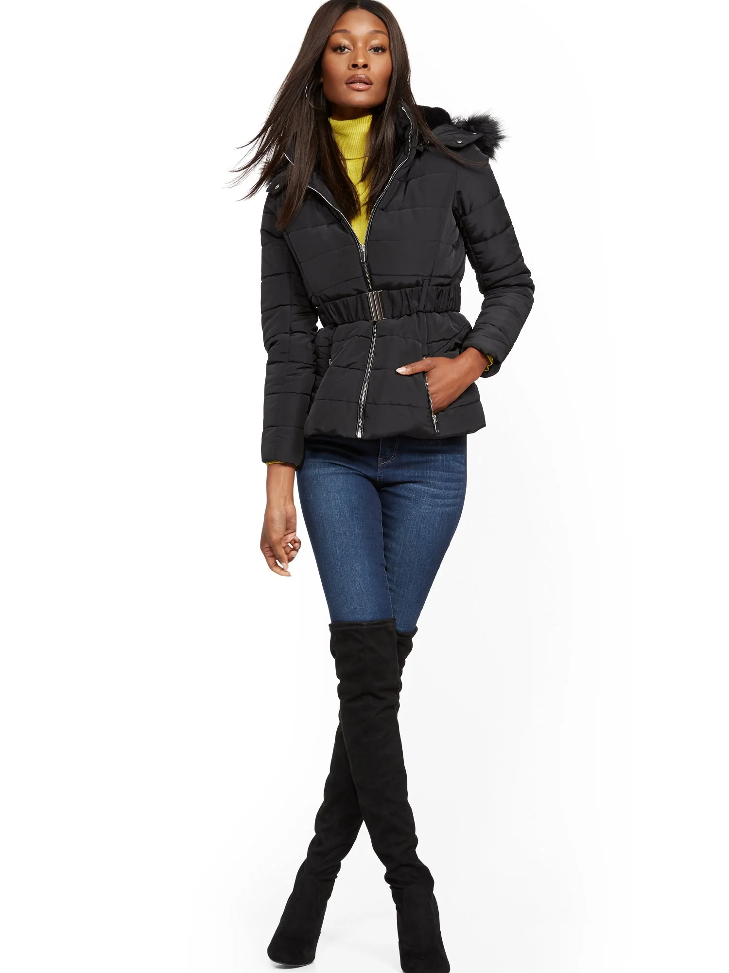 Belted & Hooded Puffer Jacket - Image 5