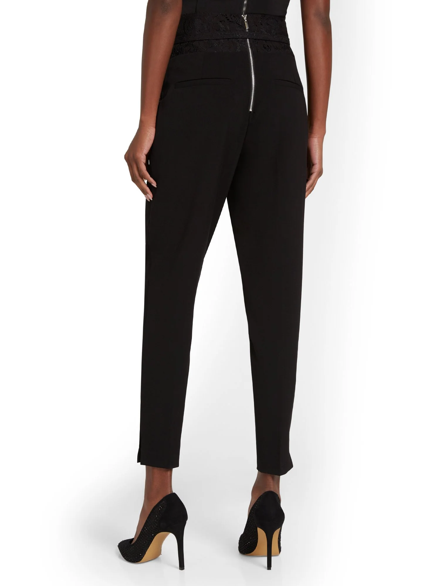 Belted Lace Slim-Leg Ankle Pant - Image 3