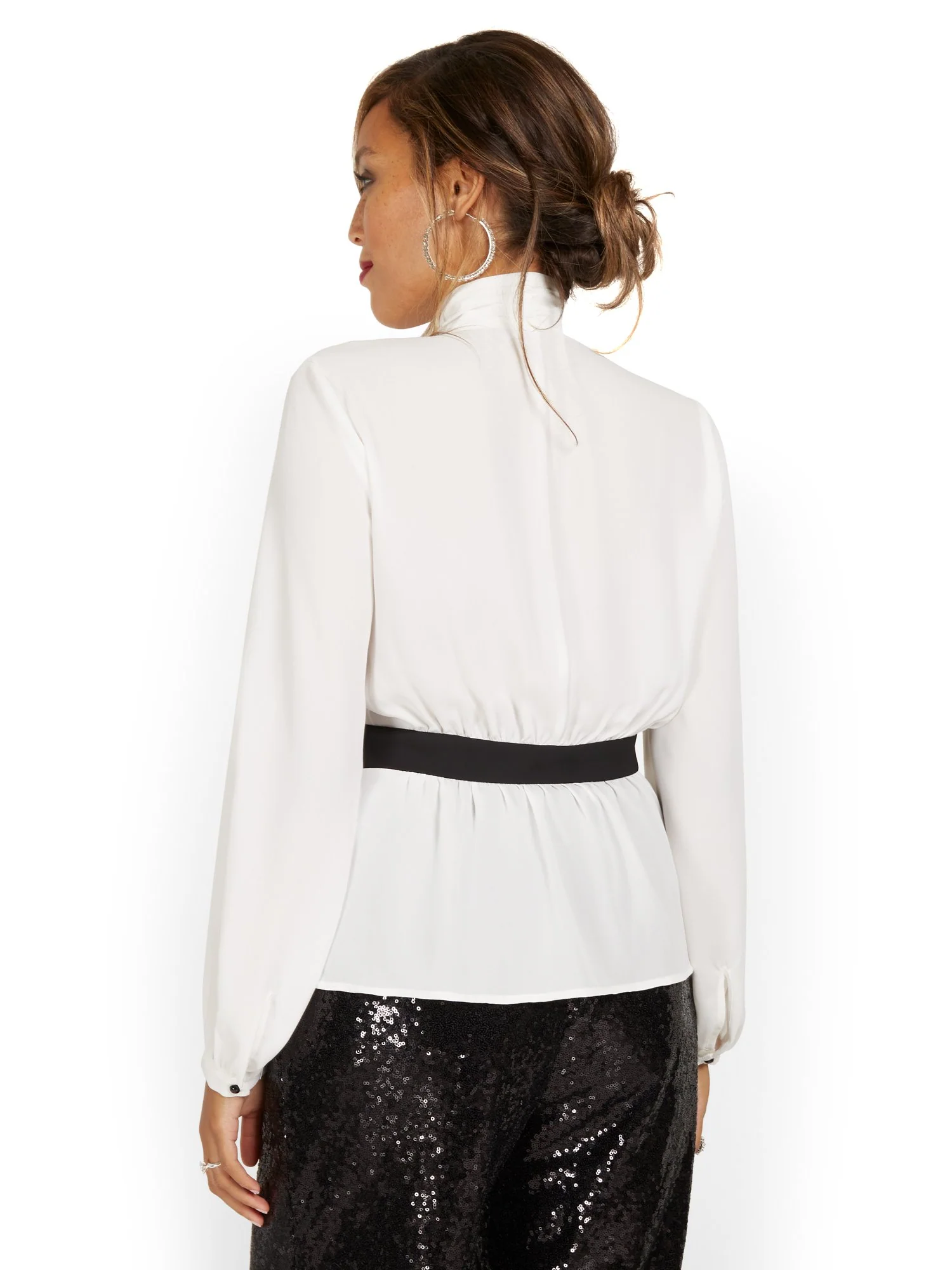 Belted Mock-Neck Blouse - Image 3