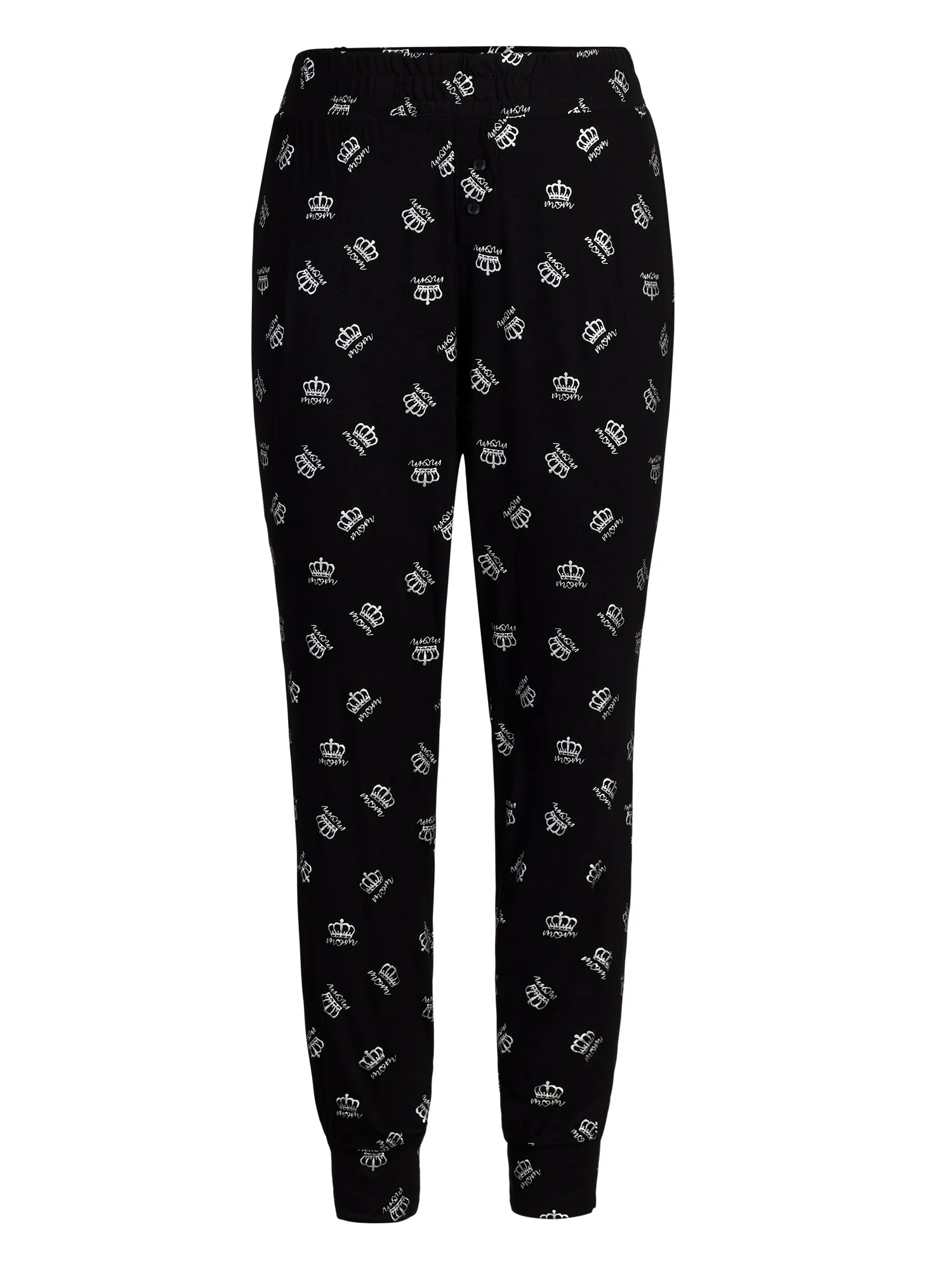 Black 'Queen Mom' Jogger Pajama Pant