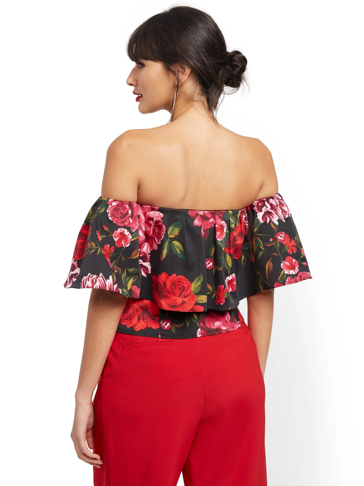 Black Strapless Cold-Shoulder Top - 7th Avenue - Image 3