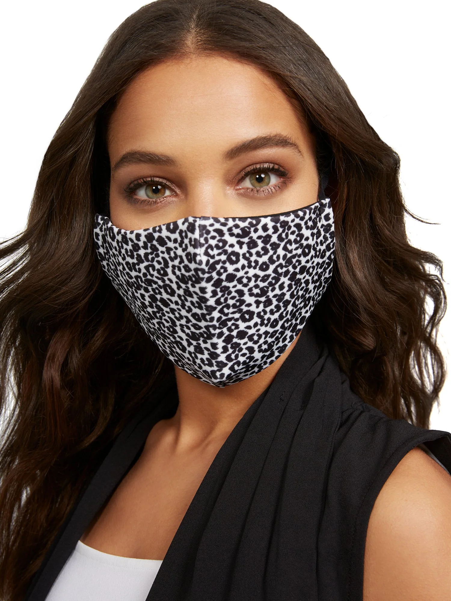 Black & White Leopard-Print Face Mask - Image 2