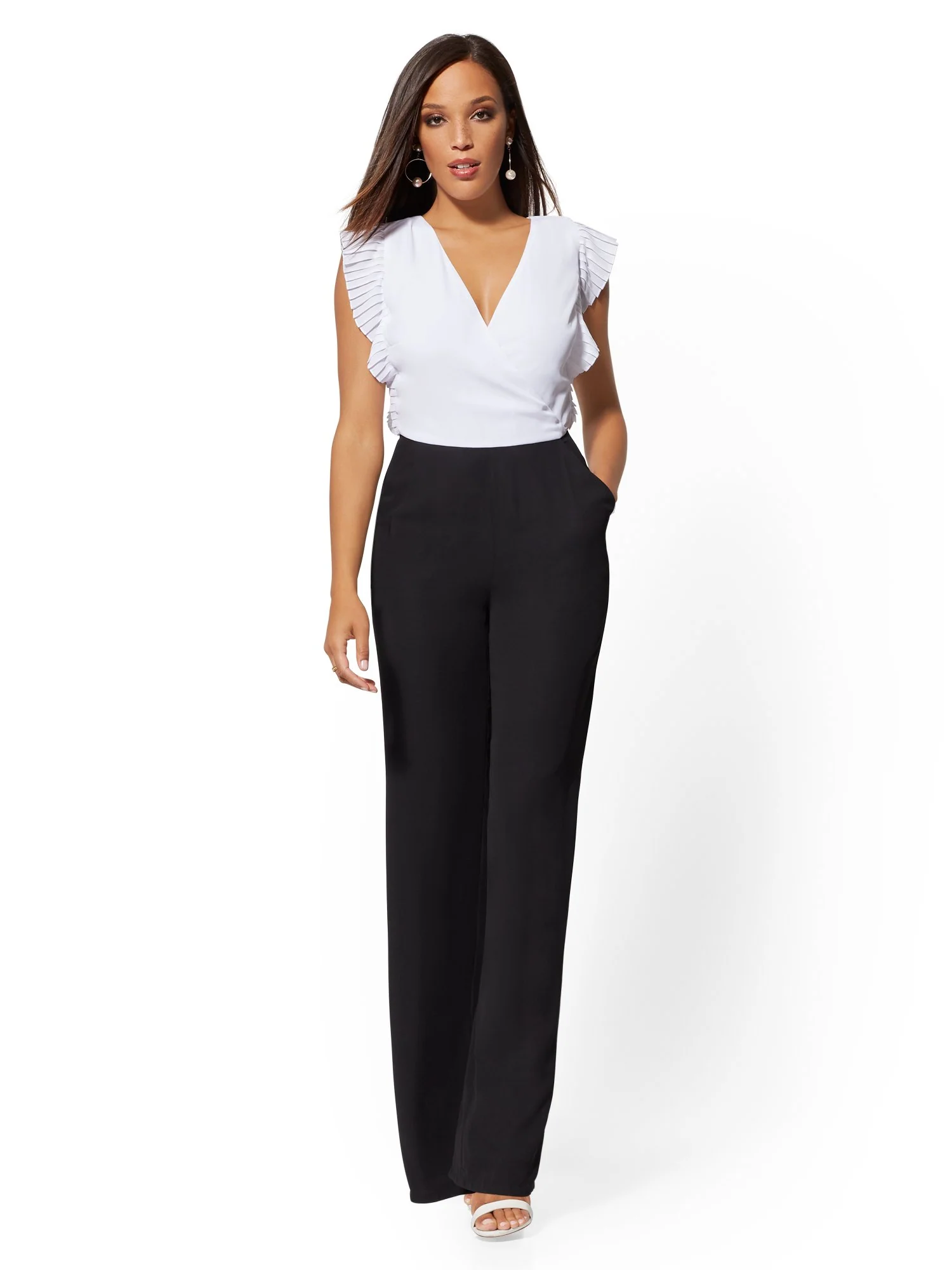 Black & White Ruffled Jumpsuit - Image 2