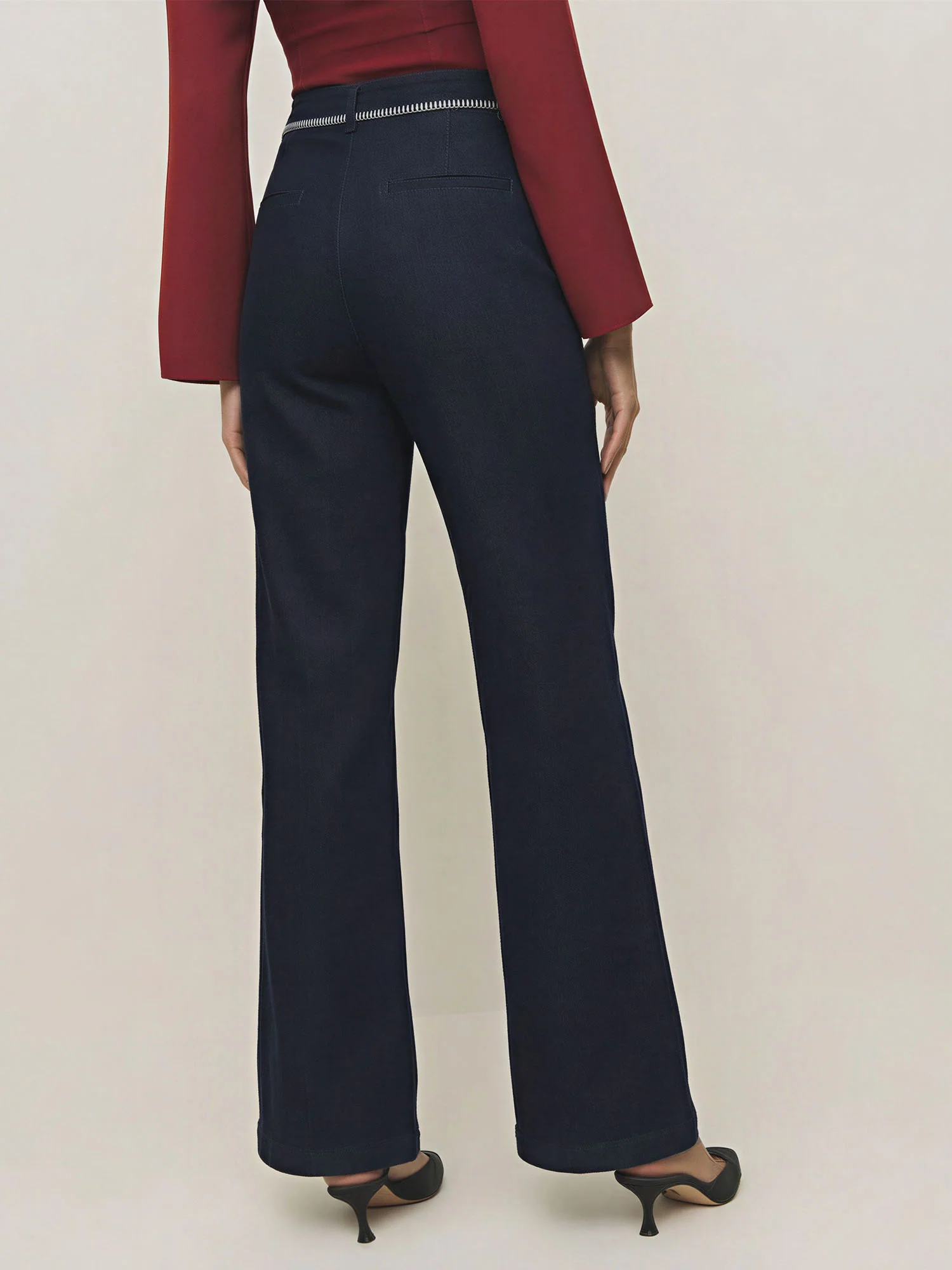 Blanket Stitch Bootcut Denim Jeans - Image 4