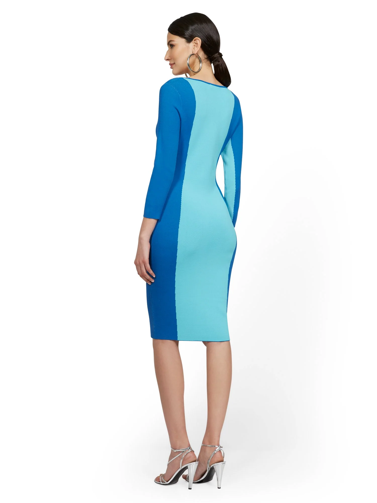Blue Colorblock Sweater Dress - Image 3