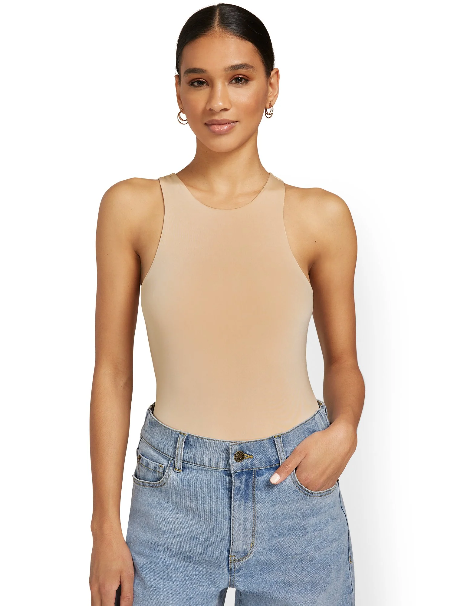 Body Contour Sleeveless Crewneck Bodysuit - Image 19