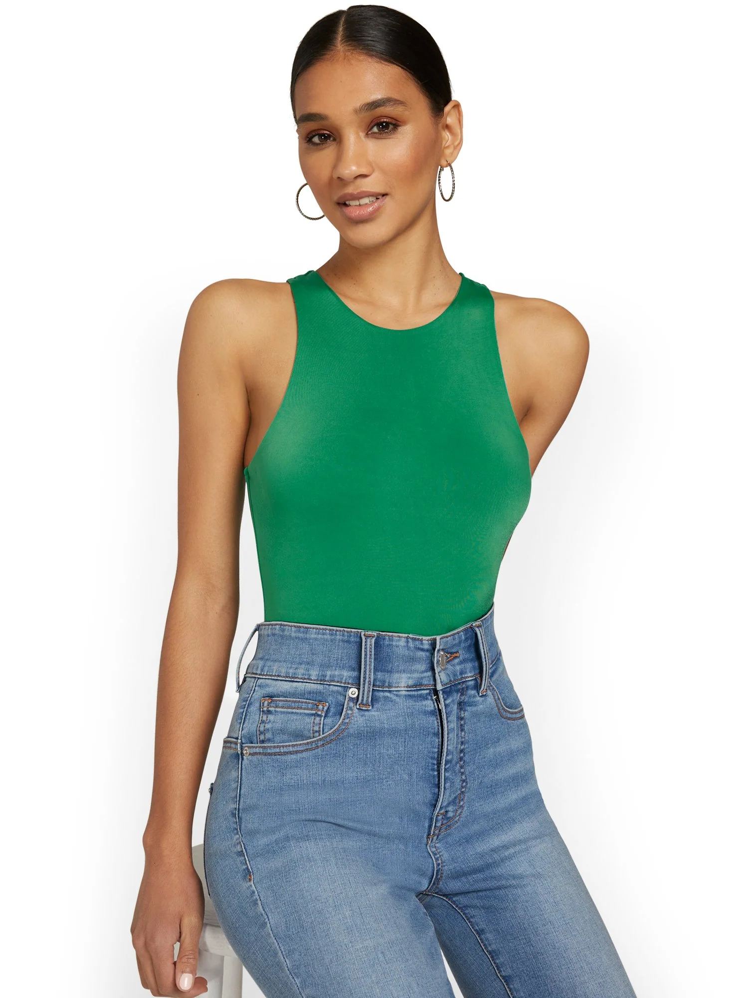 Body Contour Sleeveless Crewneck Bodysuit - Image 7