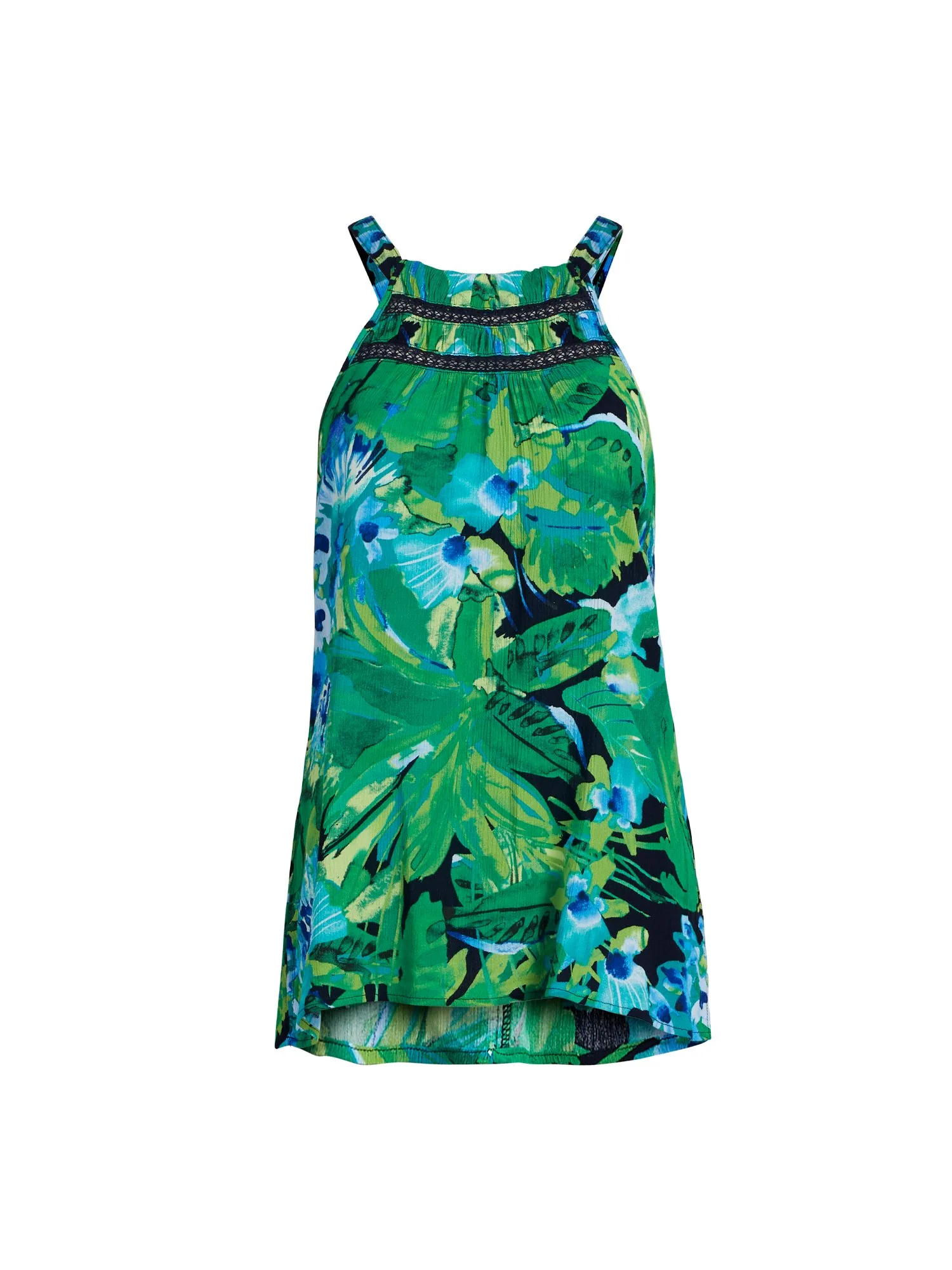 Bold Floral Print Shirred Halter Top - Image 2