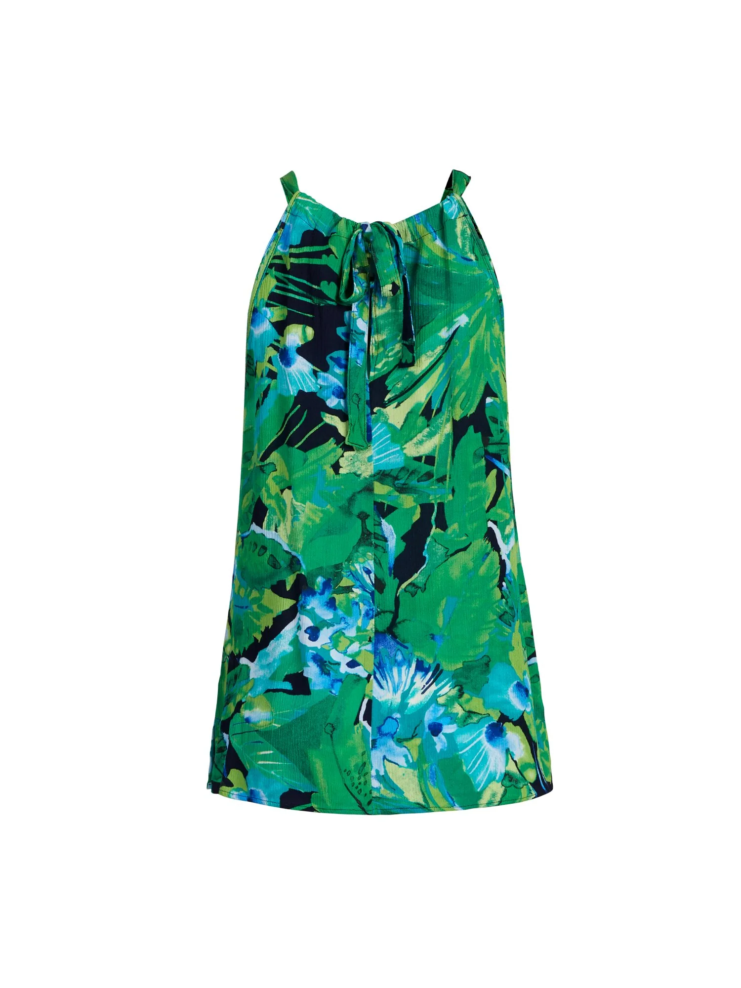 Bold Floral Print Shirred Halter Top - Image 3