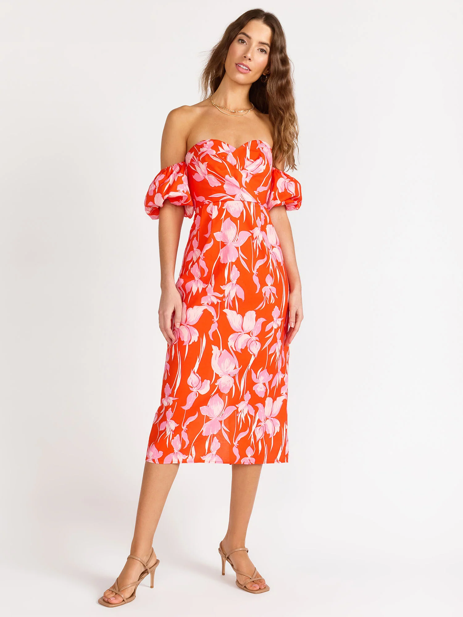 Floral Off Shoulder Midi Dress - Lena
