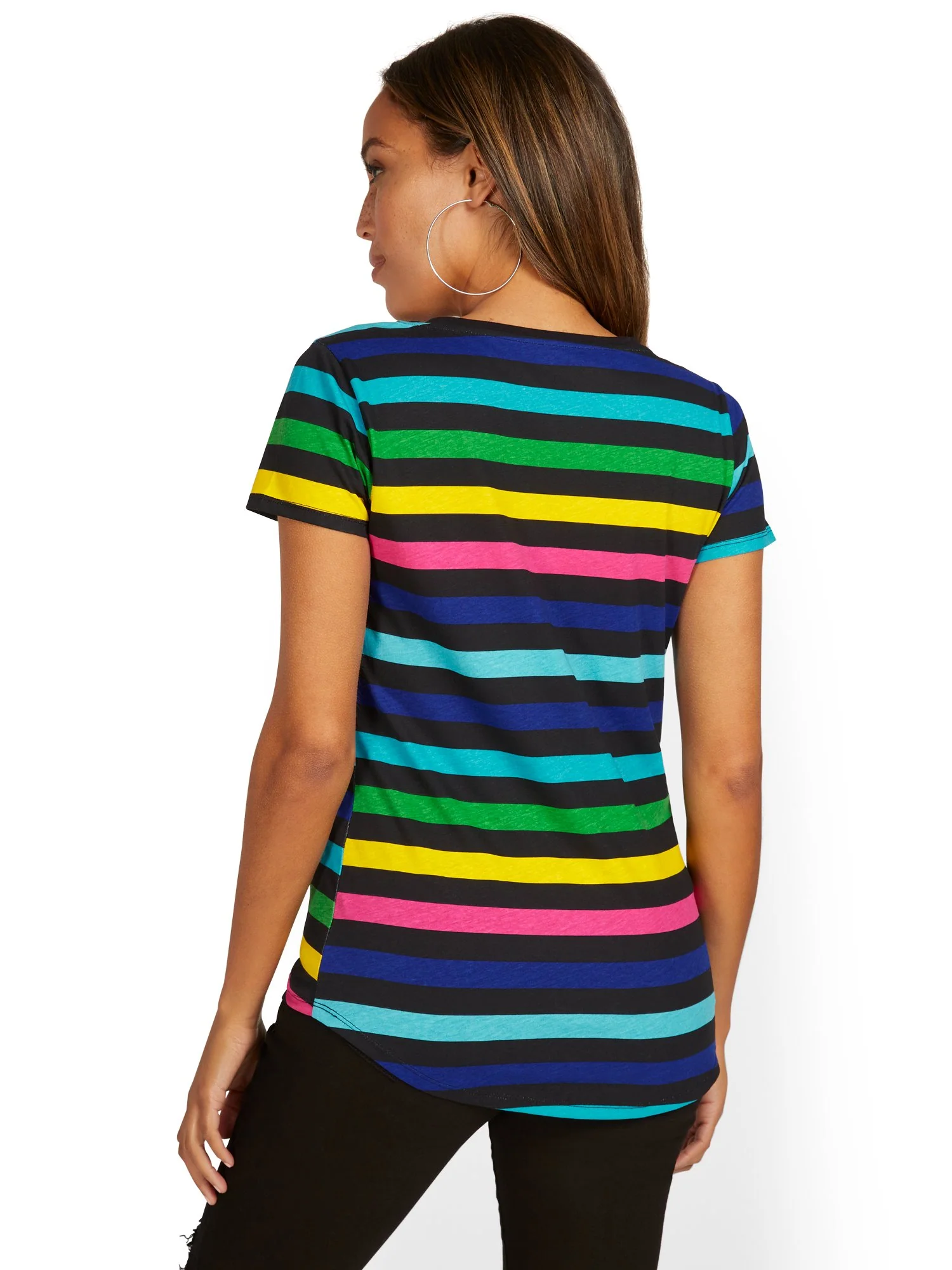 Bold Stripe V-Neck Perfect Tee - Image 3