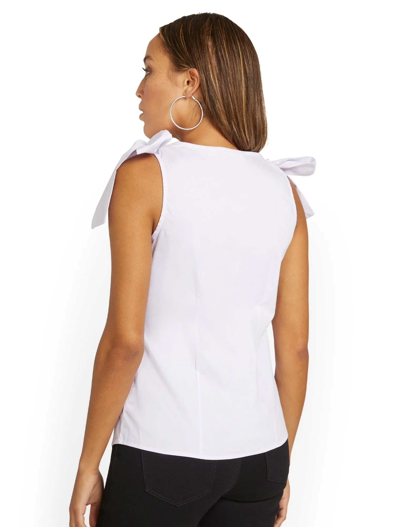 Bow-Accent Button-Front Top - Image 3