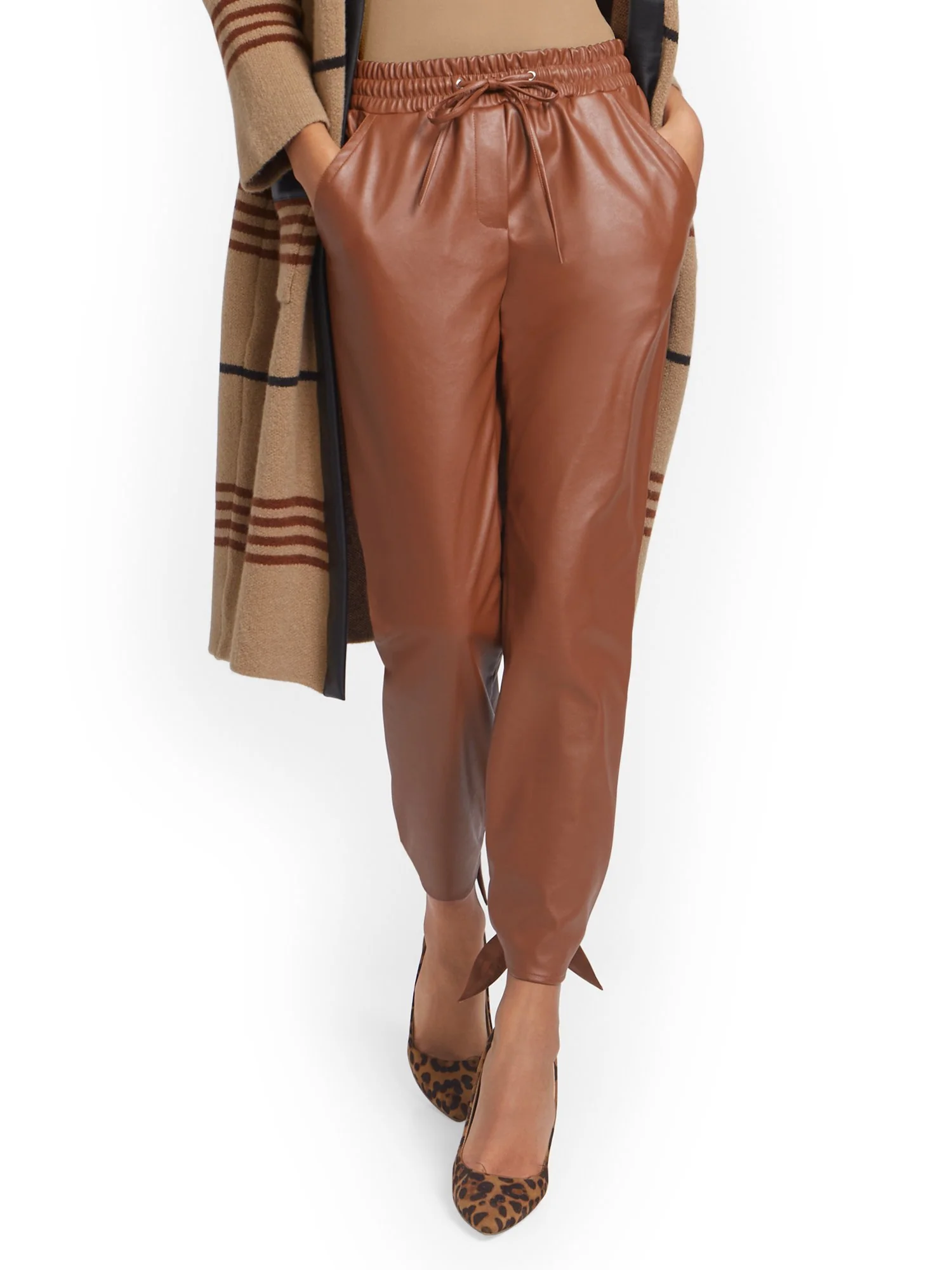 Bow-Accent Faux-Leather Jogger Pant - Image 2