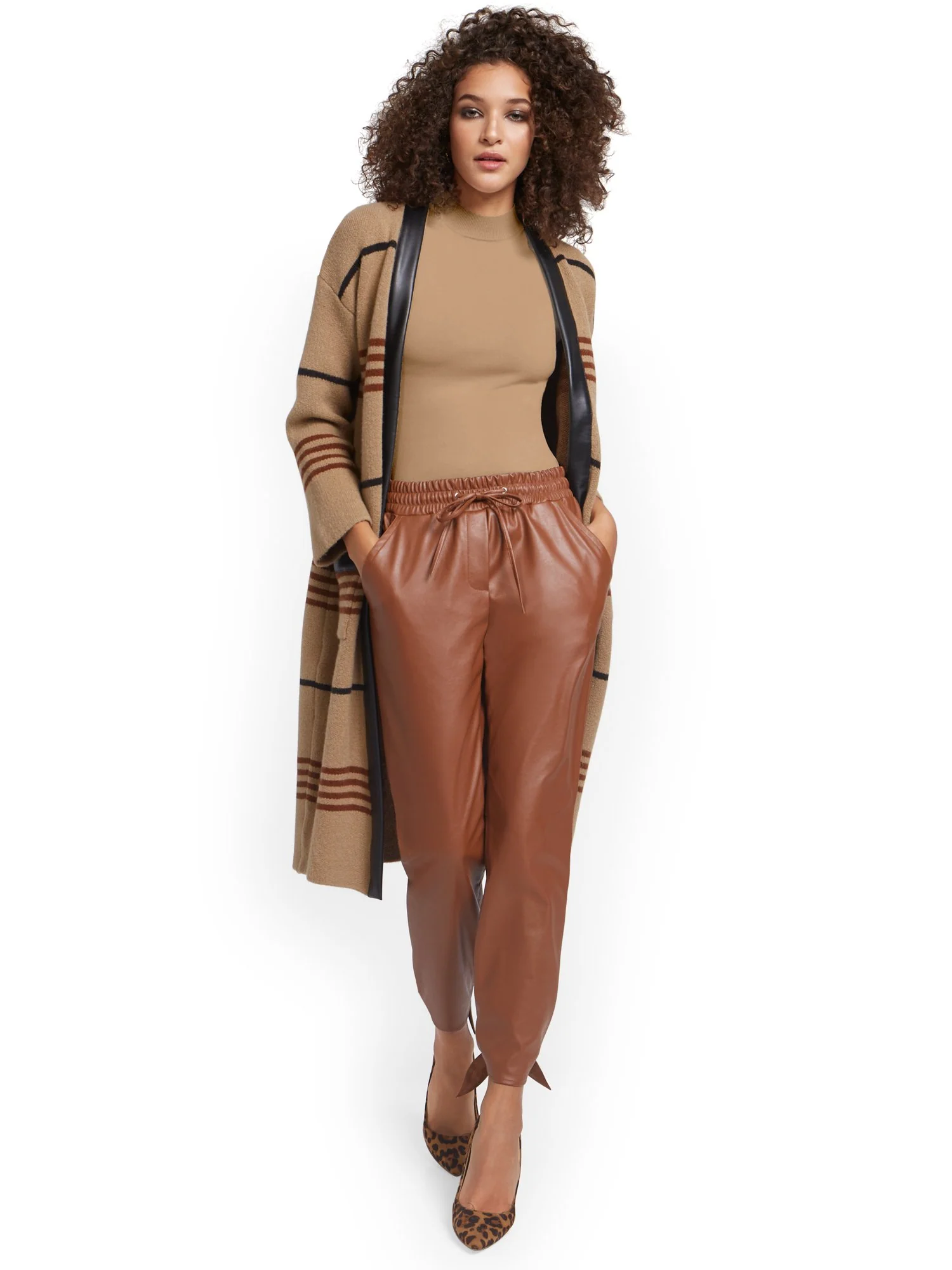 Bow-Accent Faux-Leather Jogger Pant - Image 5
