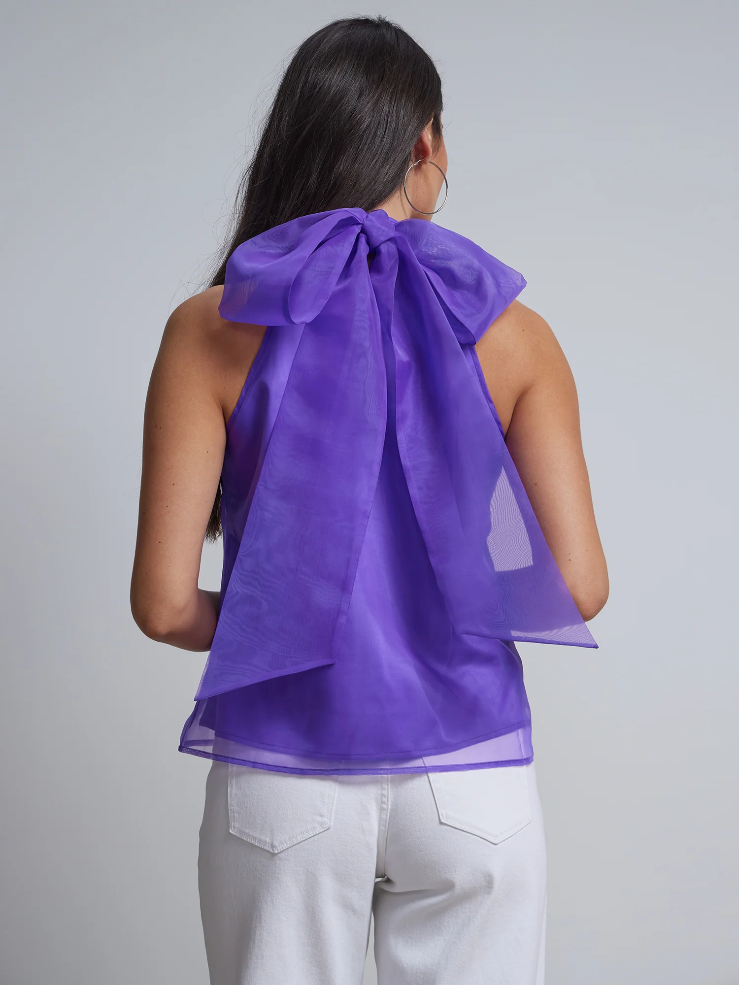 Bow-Back Halterneck Blouse - Image 3