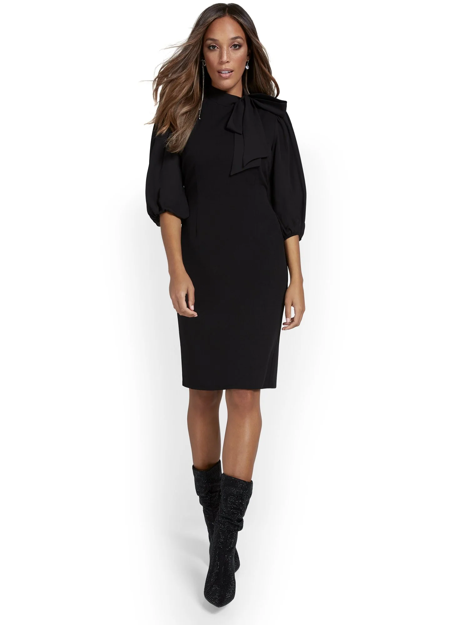 Bow-Detail Sheath Dress - Magic Crepe® - Image 2