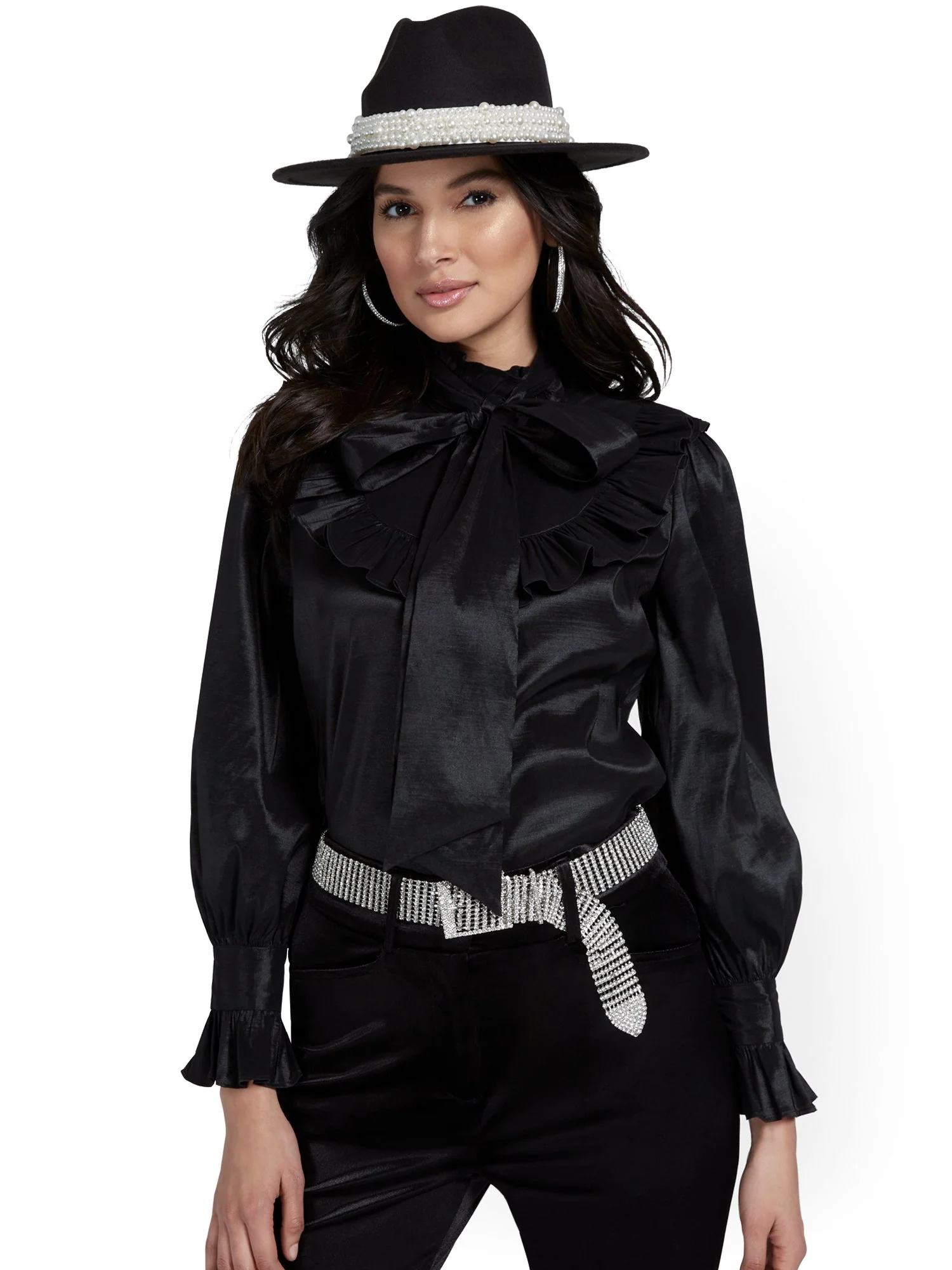 Bow-Front Taffeta Blouse - Image 2